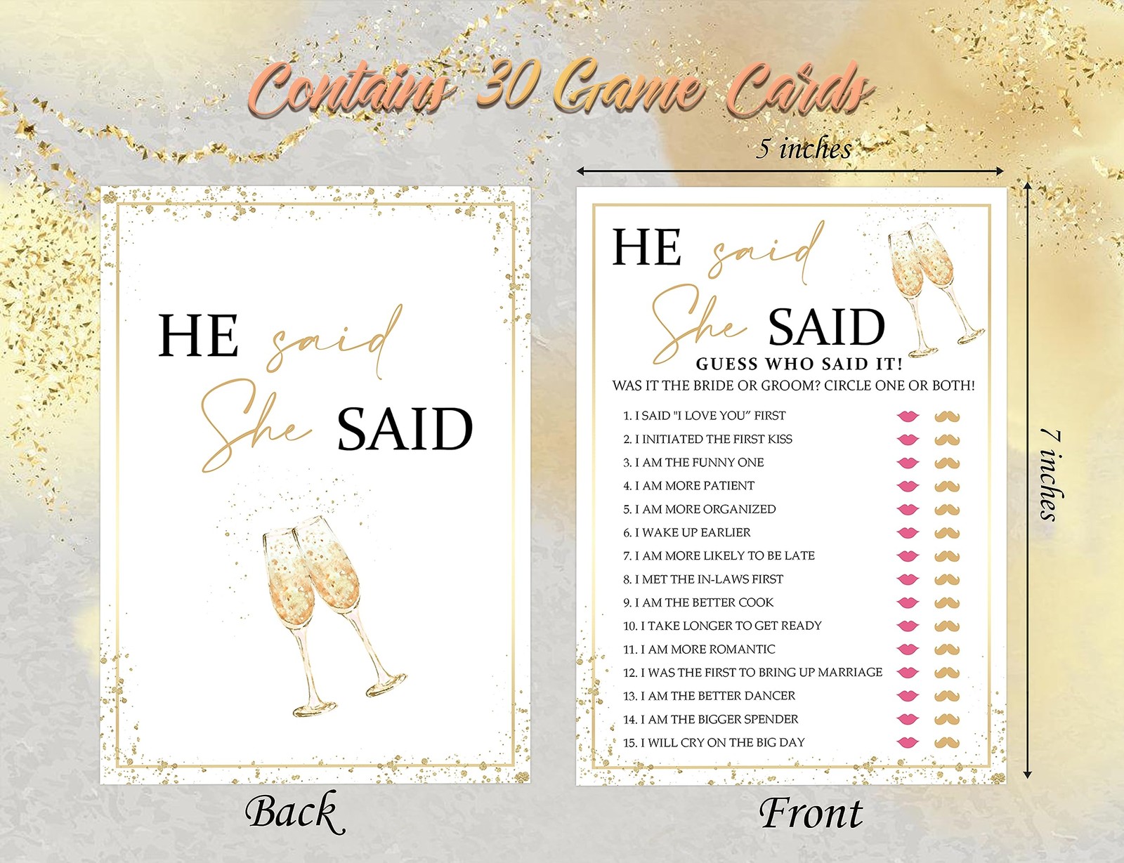 He Said She Said Bridal Shower Games, Wedding Shower and Bachelorette Party -…