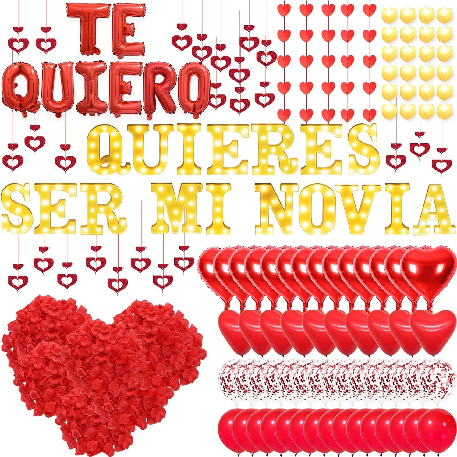 17Pcs 6.3″ Letter Sig,Quieres Ser Mi Novia Light Up Letters Proposal Decorations