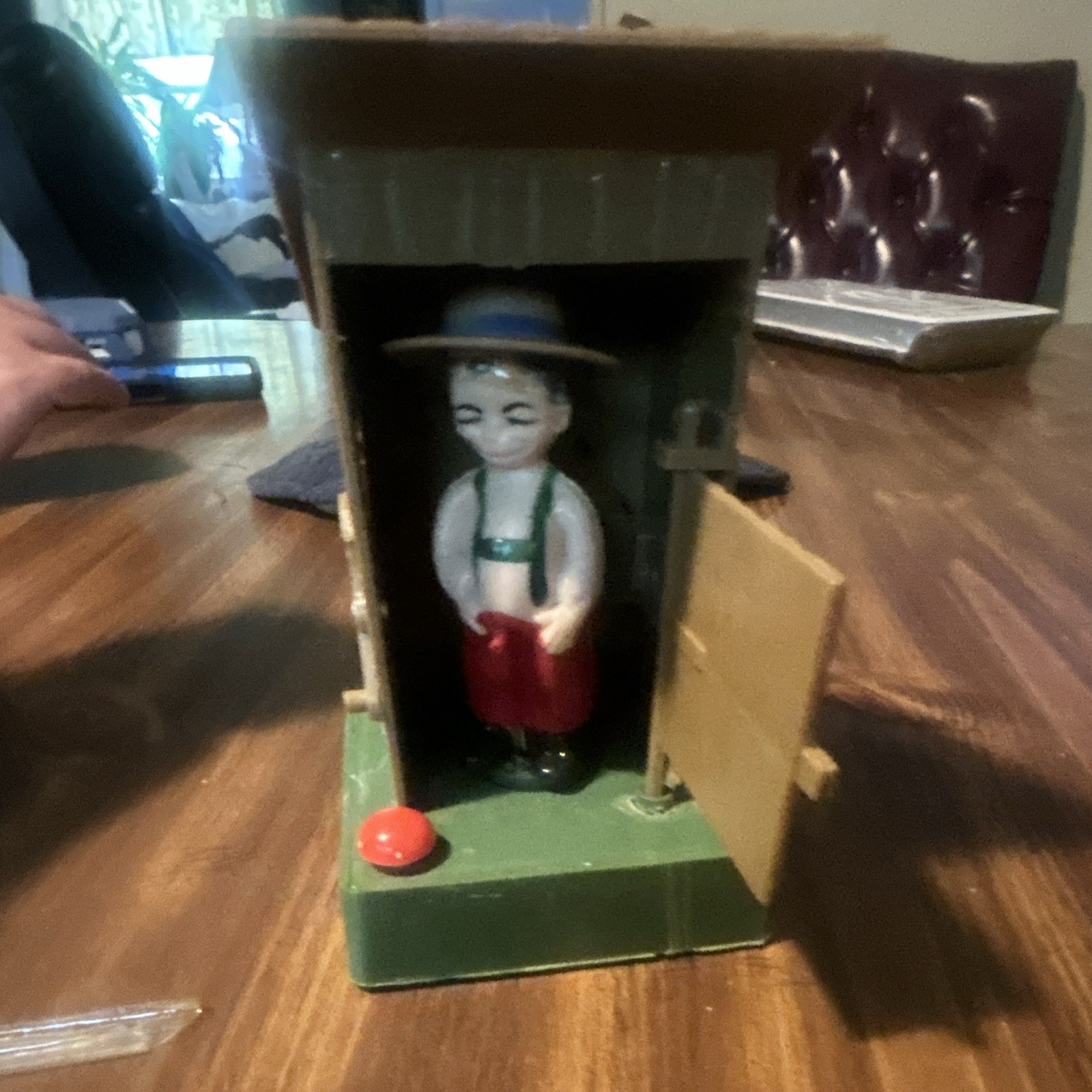 The Out-House P-Boy Novelty Gag Toy, Toilet Humor Theme, Green