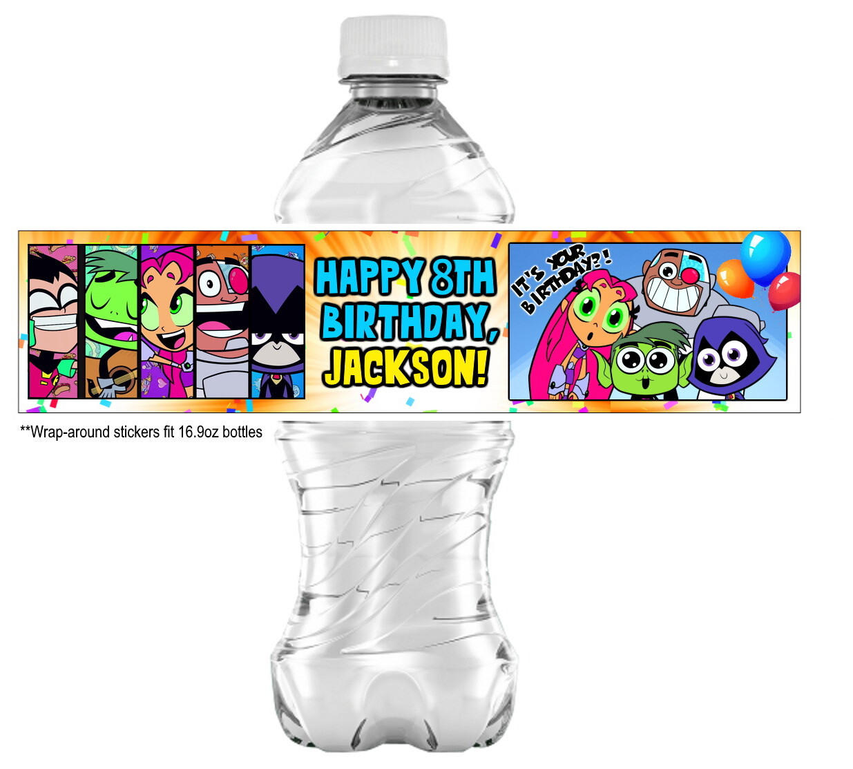 20 Teen Titans Go Water Bottle Stickers, Birthday PARTY FAVORS – Raven, Robin