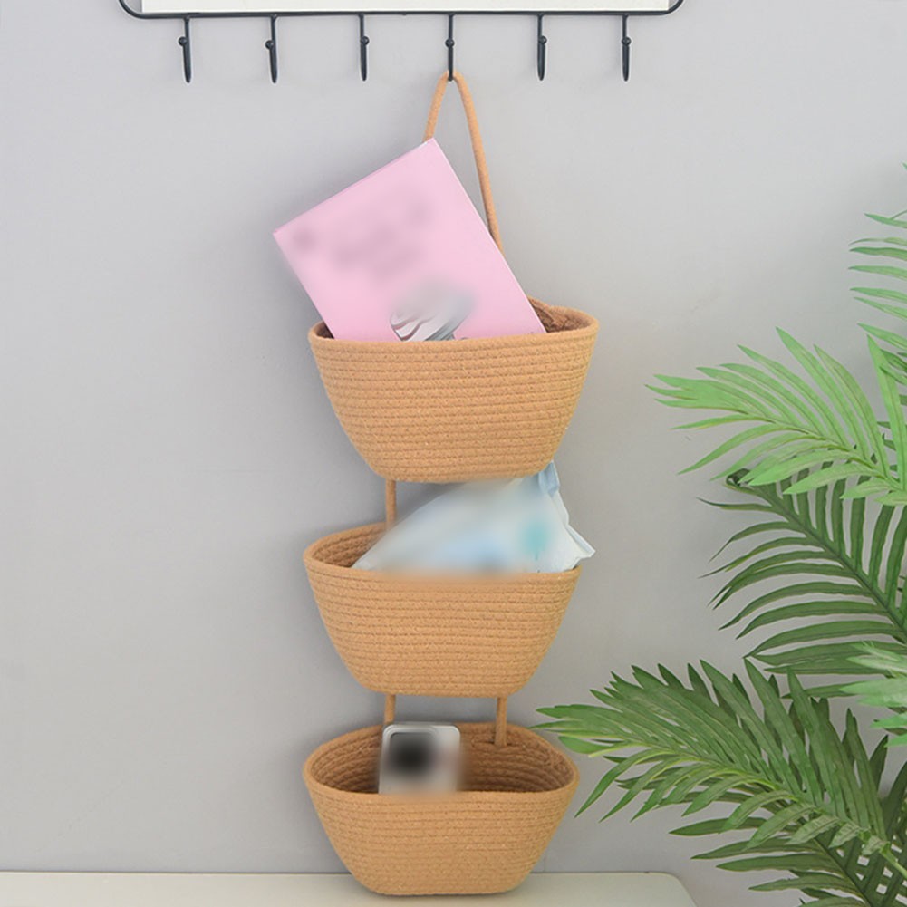 Contemporary 3 Level Hanging Basket for Wall Based Storage of Daily Use Items