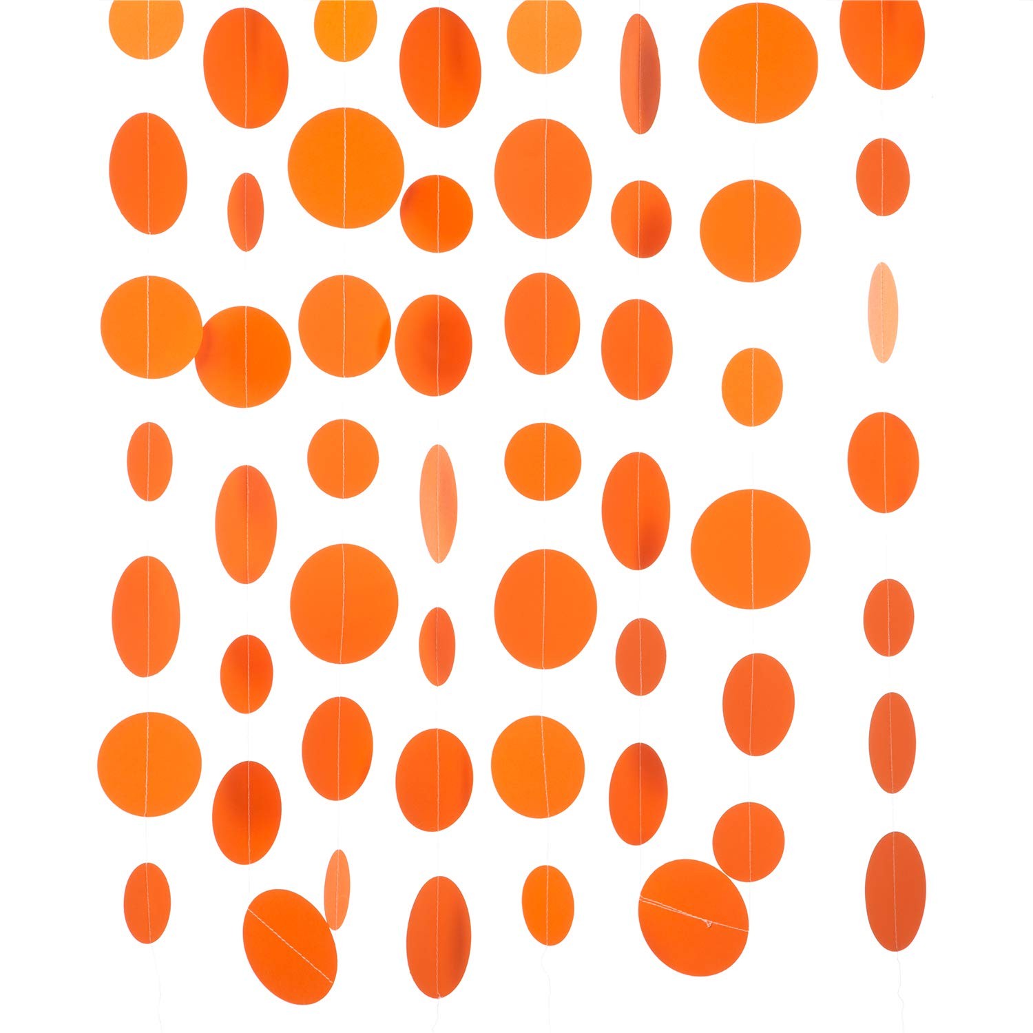 Dot Party Banner, Orange Garland Decor, 20 Ft Hanging Backdrop