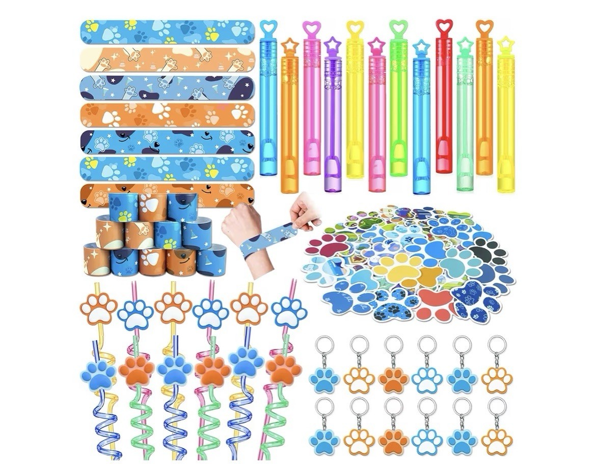 118Pcs Paw Print Party Favors Supplies Decorations for for Kids Birthday Blue…