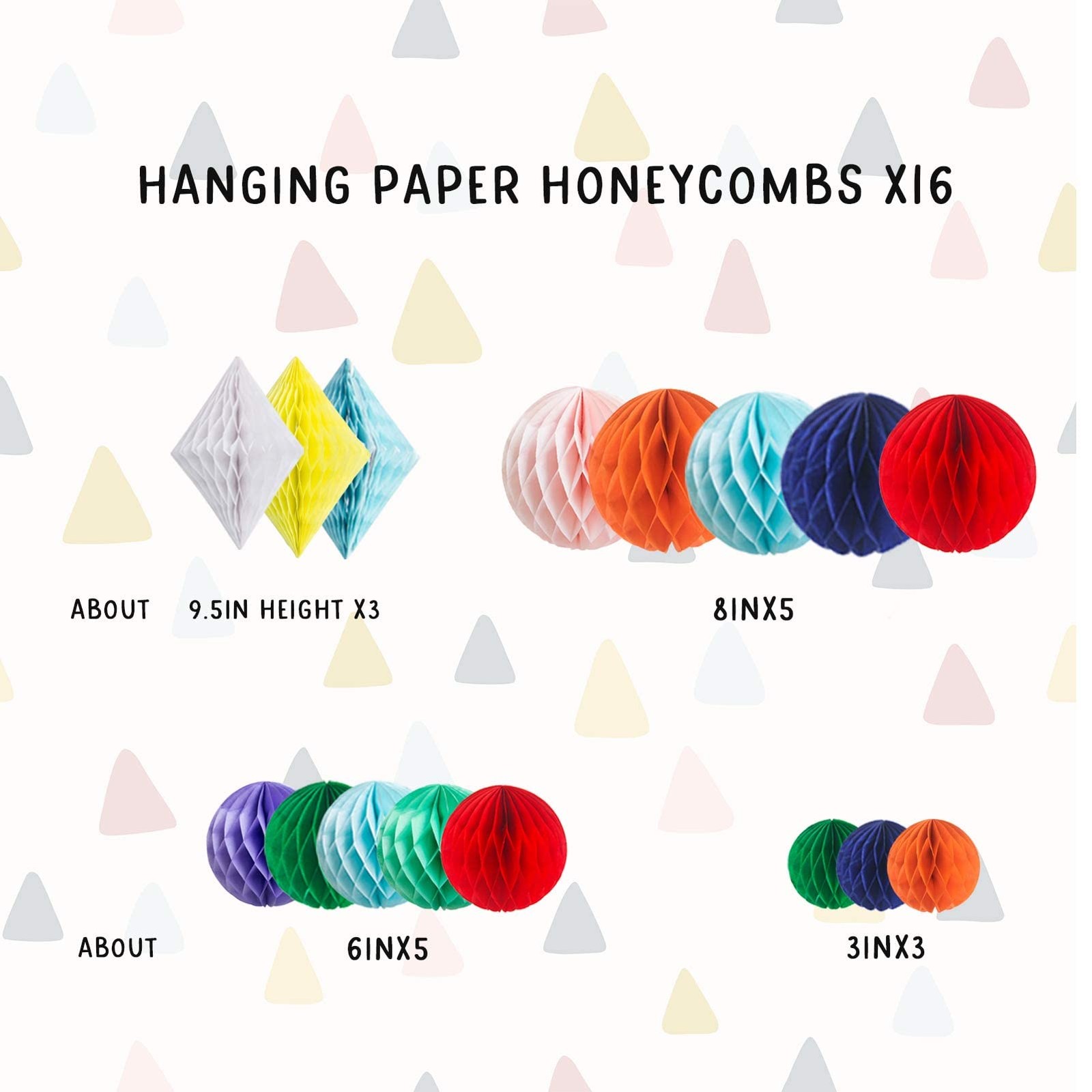 20 PCS Rainbow Multi-Color Paper Honeycomb Ball Decoration Kit Party Decor