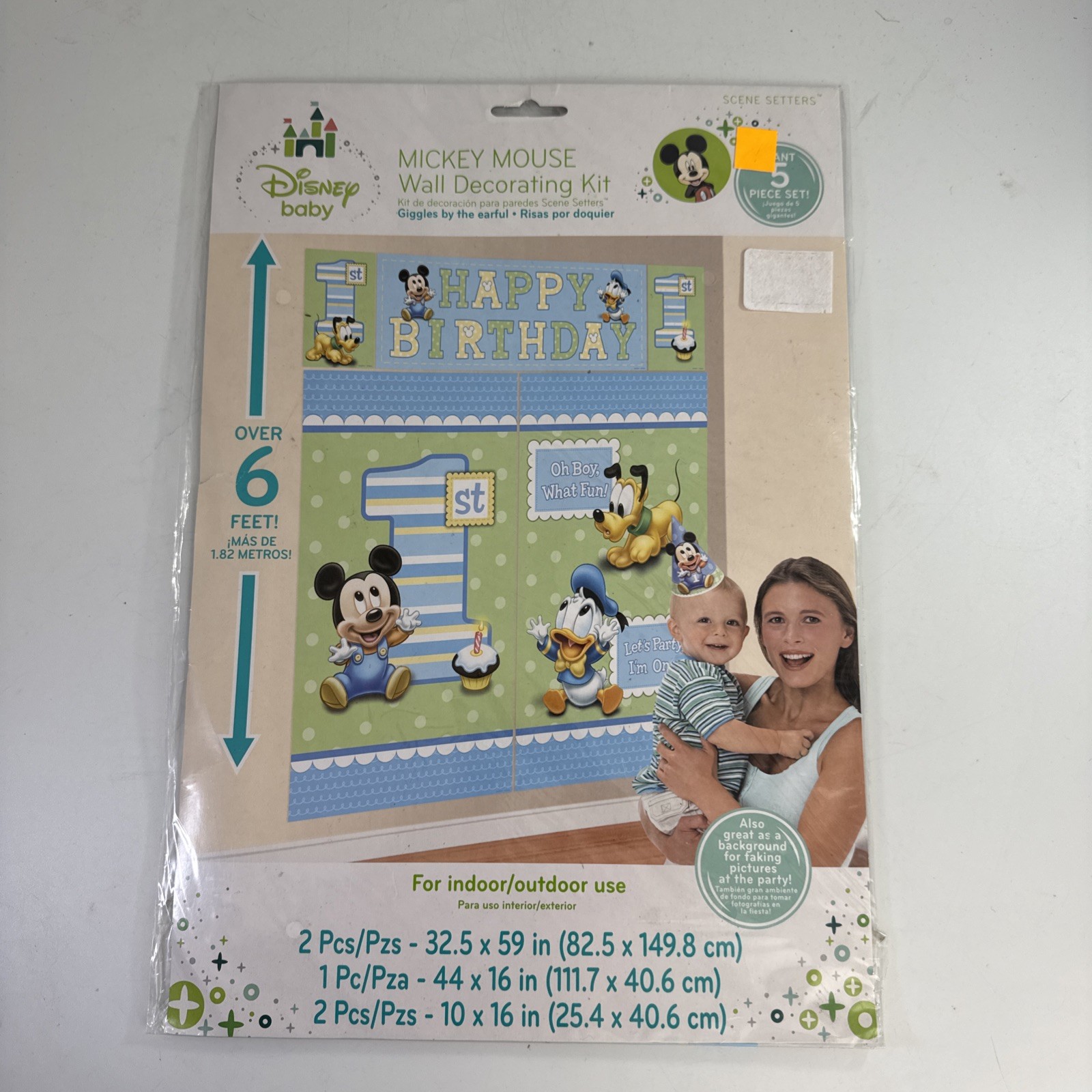 Disney Baby Mickey Mouse 1st Birthday Wall Banner Scene Setter 5pc Over 6ft