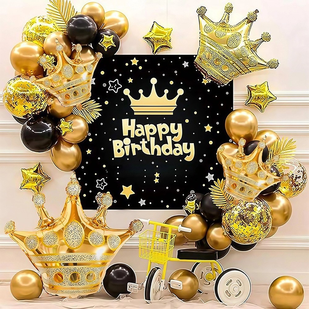 Gold Crown Foil Balloons for Royal Party King & Queen Birthday Wedding Baby Kids
