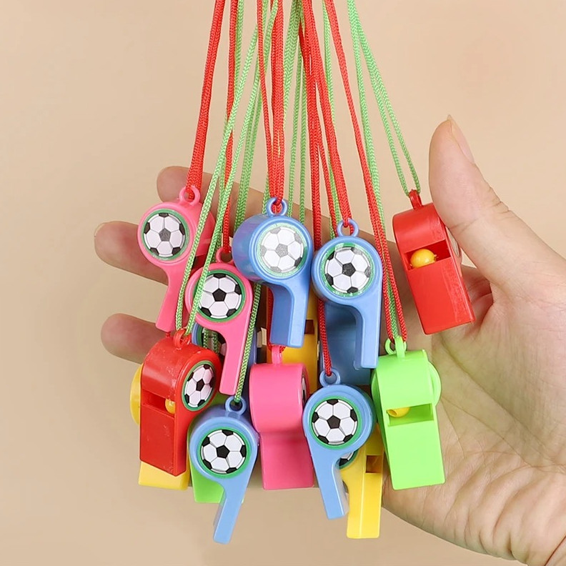 24pcs Colorful Soccer Whistles Party Favor Set for Kids