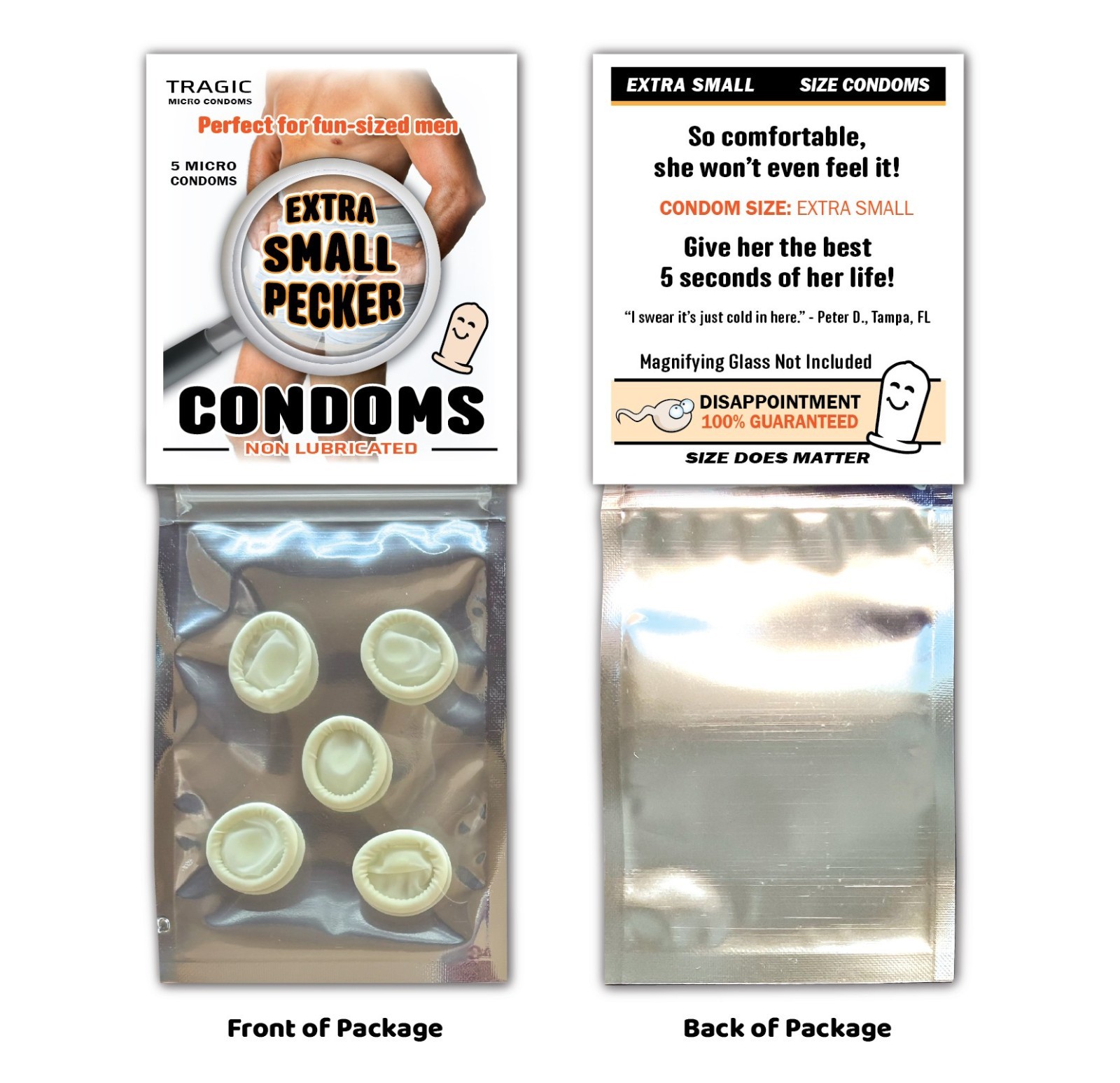 Qty 2 – SMALL PECKER MINI CONDOMS Joke Birthday Stag Gag Gift Prank Funny