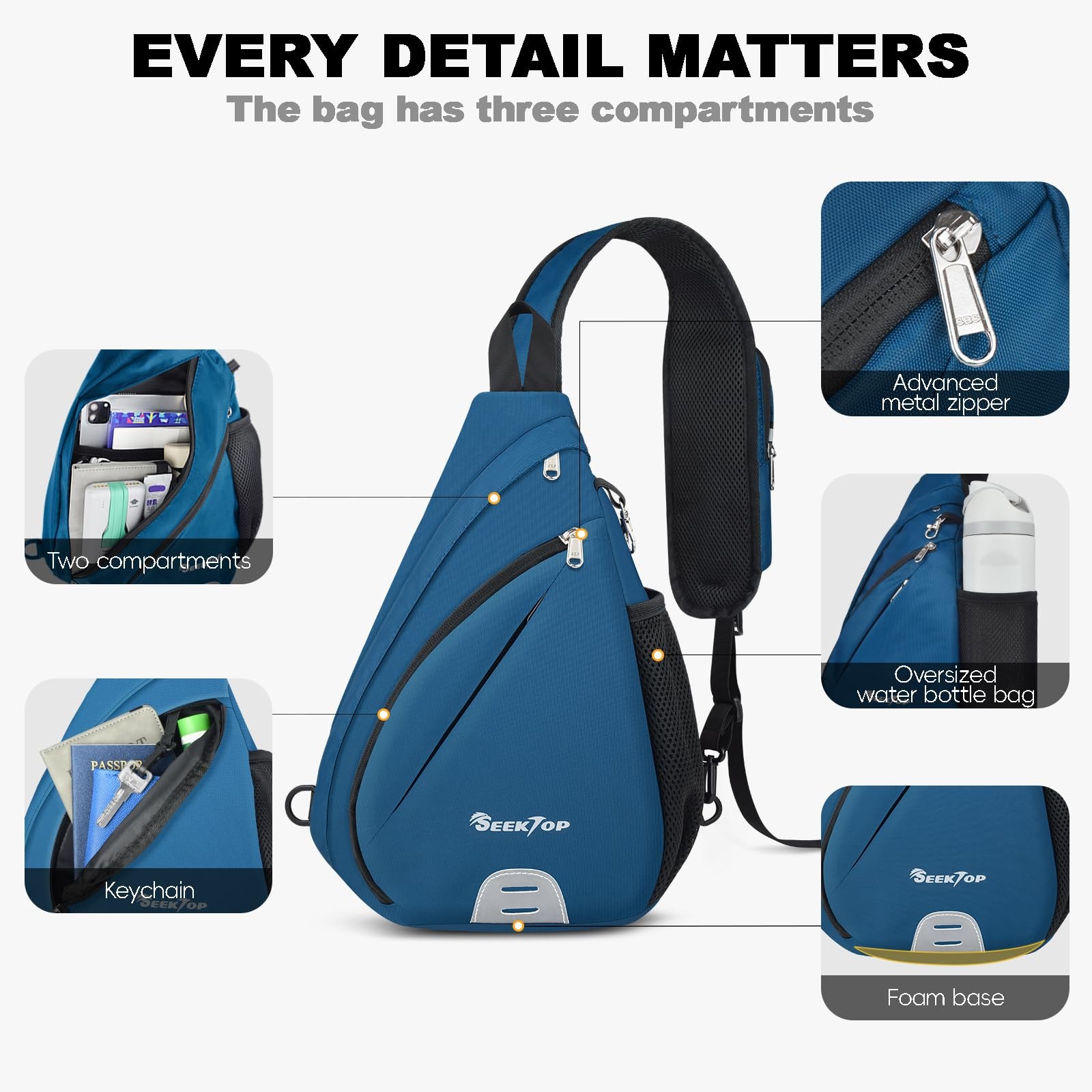 Seektop Crossbody Bag Anti-Theft RFID Blocking Waterproof 400D Nylon Lightweight