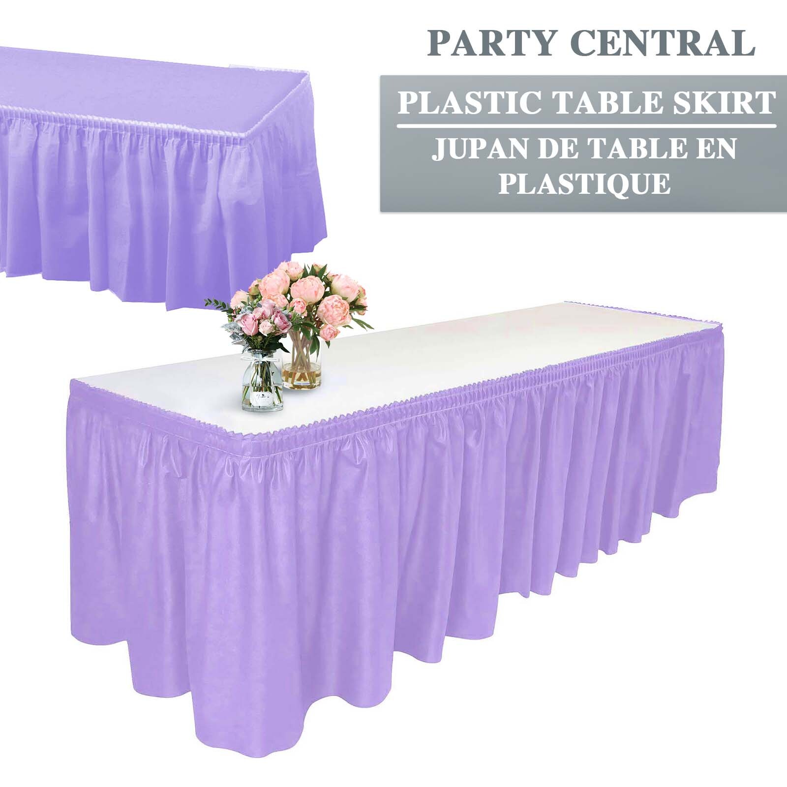Plastic Table Skirt 29″x14ft for Rectangle Tables Disposable/Reusable BPA Free