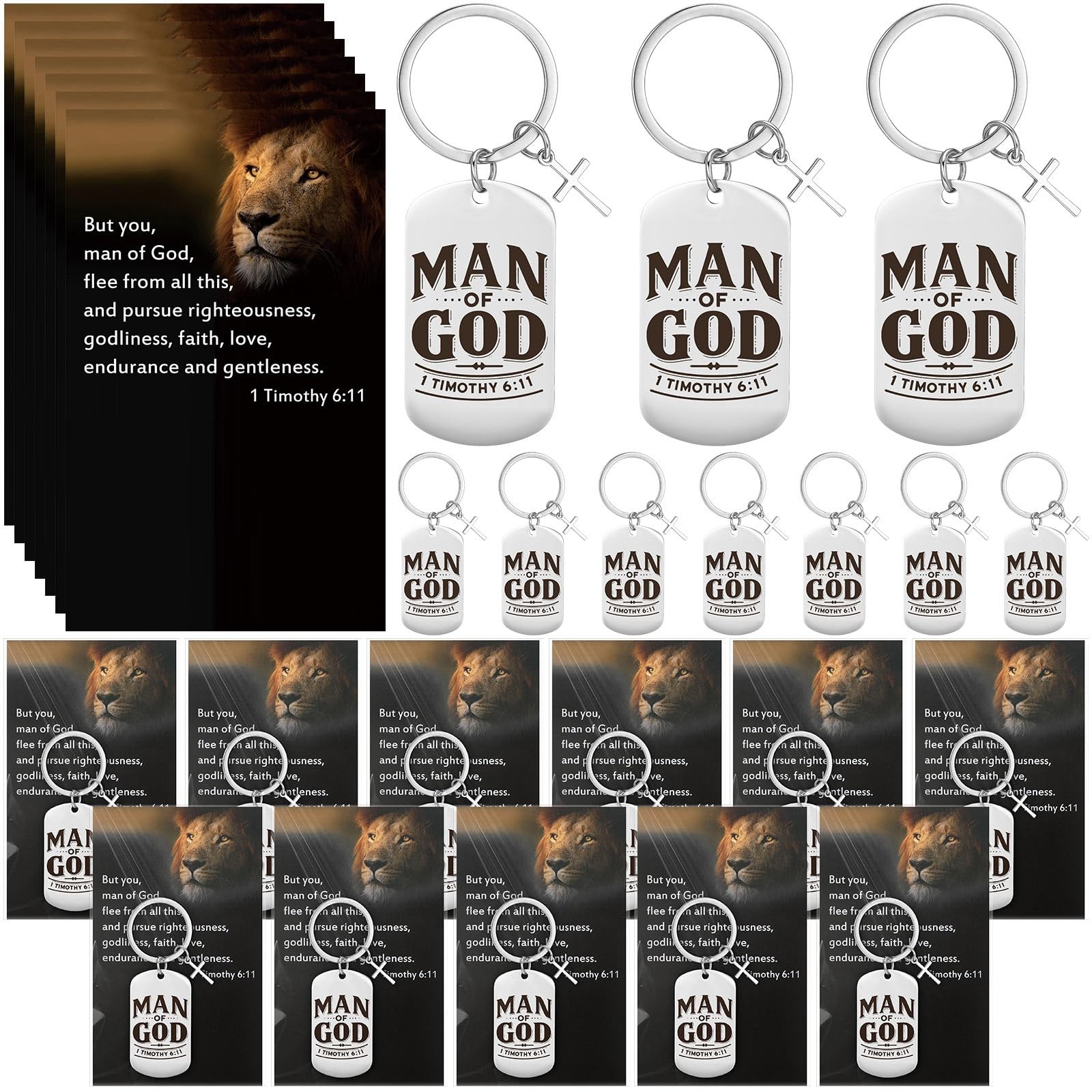 40 Sets Man of God Keychains Father’s Day Christian Religious Gift Bulk Appre…