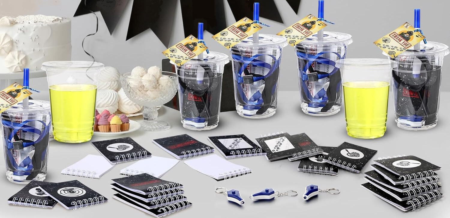 Secret Agent Spy Detective Party Favor UV mini light invisible ink pen notebooks