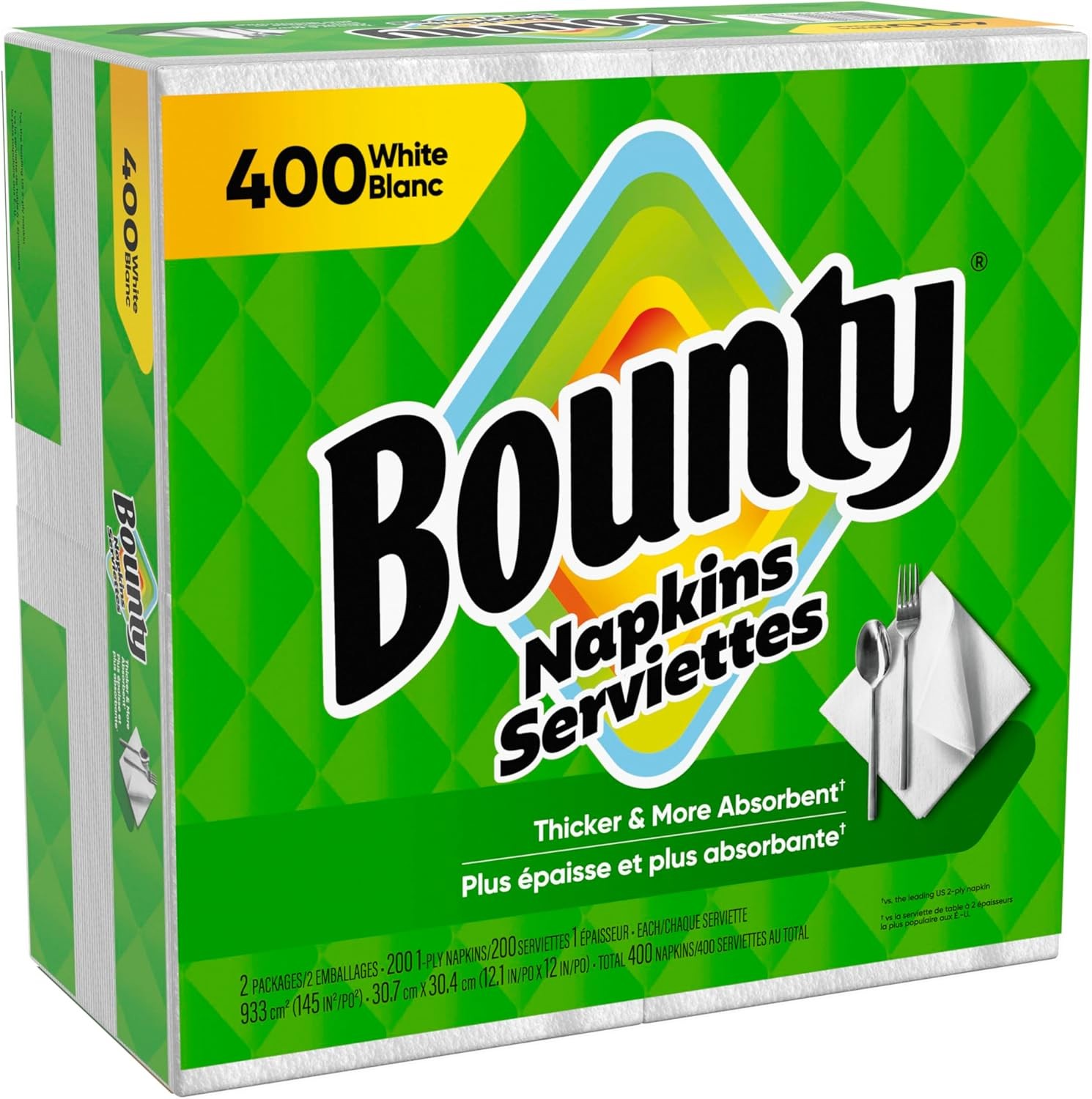 Bounty Paper Napkins, White, 400 Count 400 Count, White