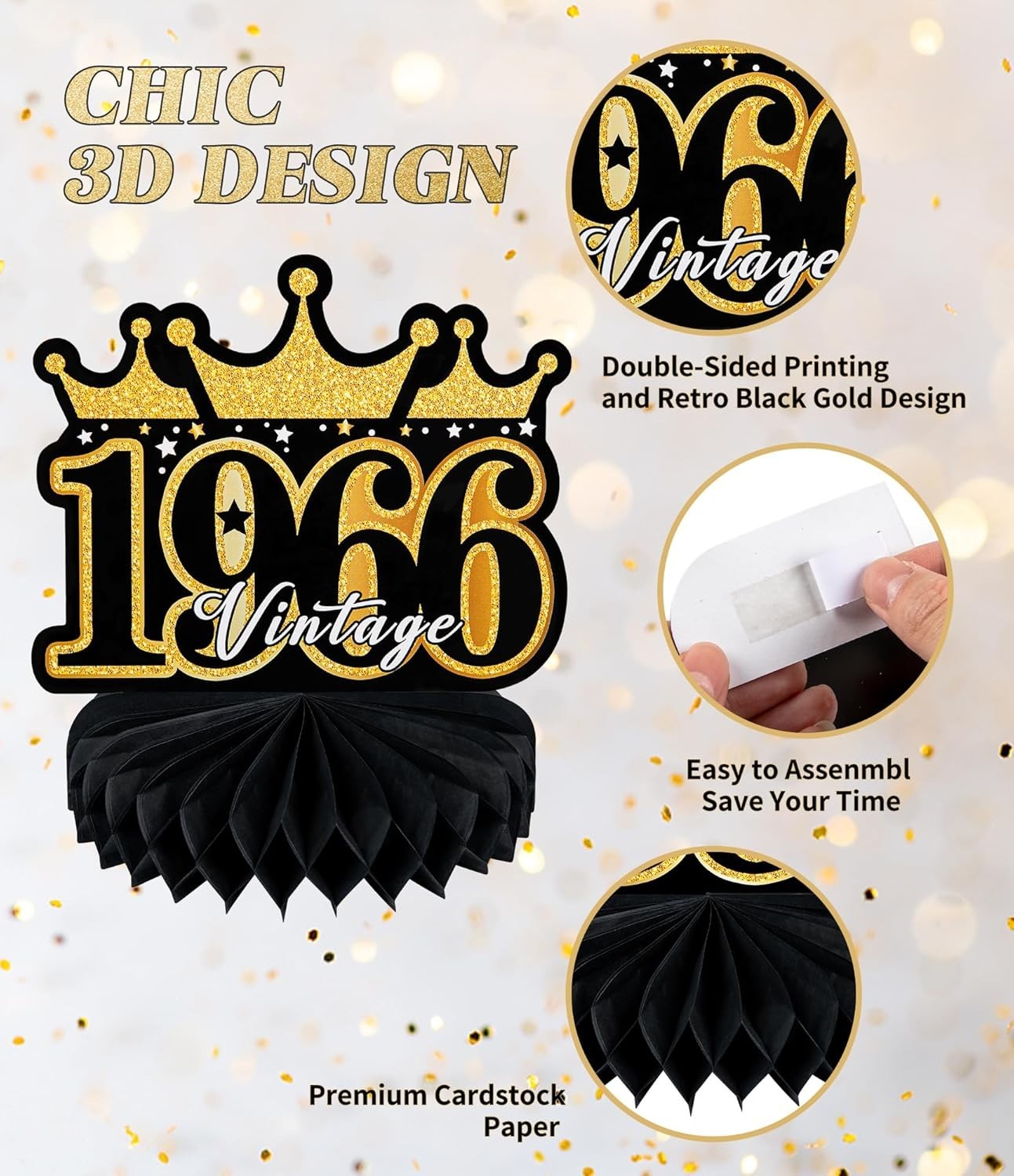 Stylish 60th Birthday Table Centerpieces – 9 Retro Honeycomb Decor Pieces