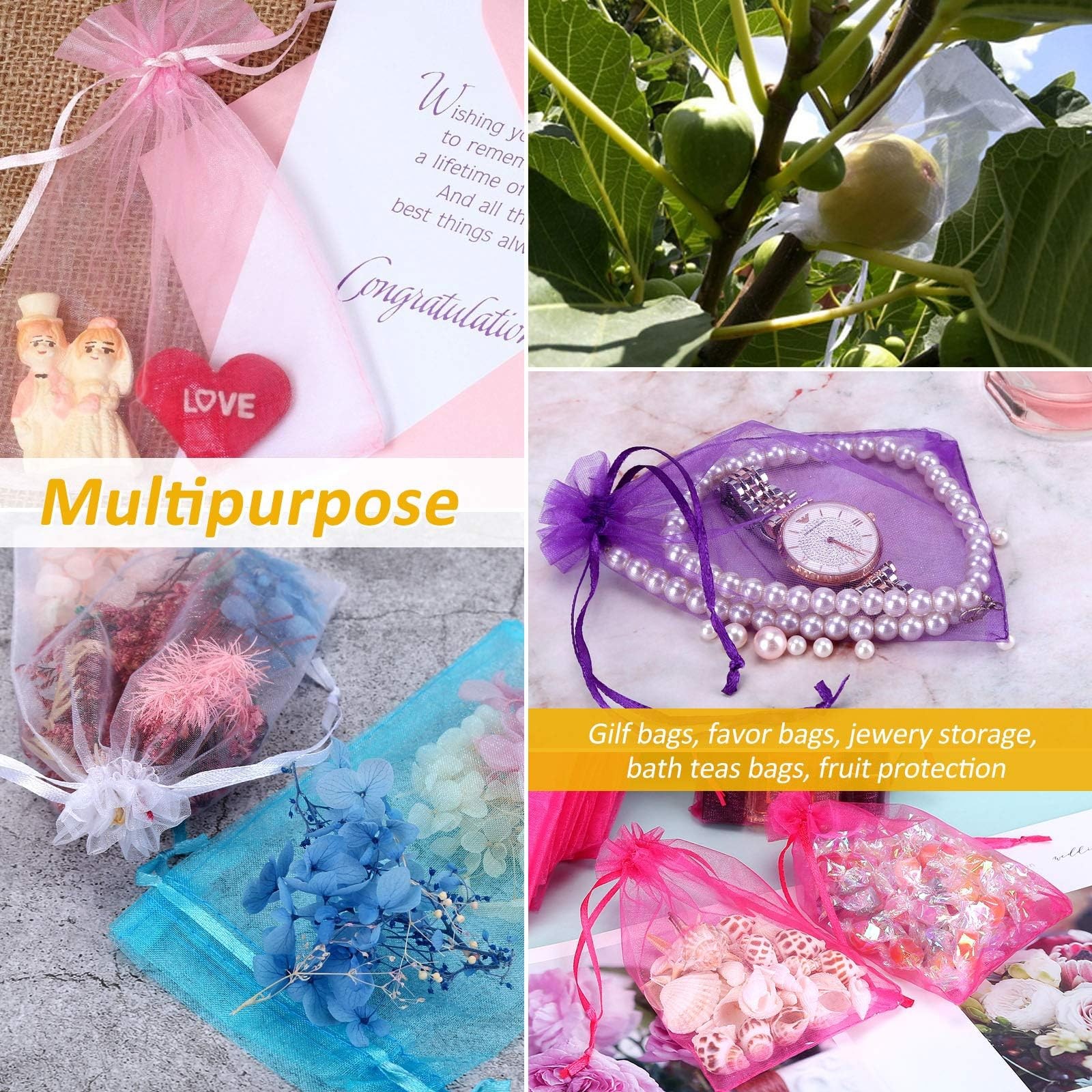 4×6 Inches Purple Organza Bags for Jewelry Party Wedding Favor Party Festival…