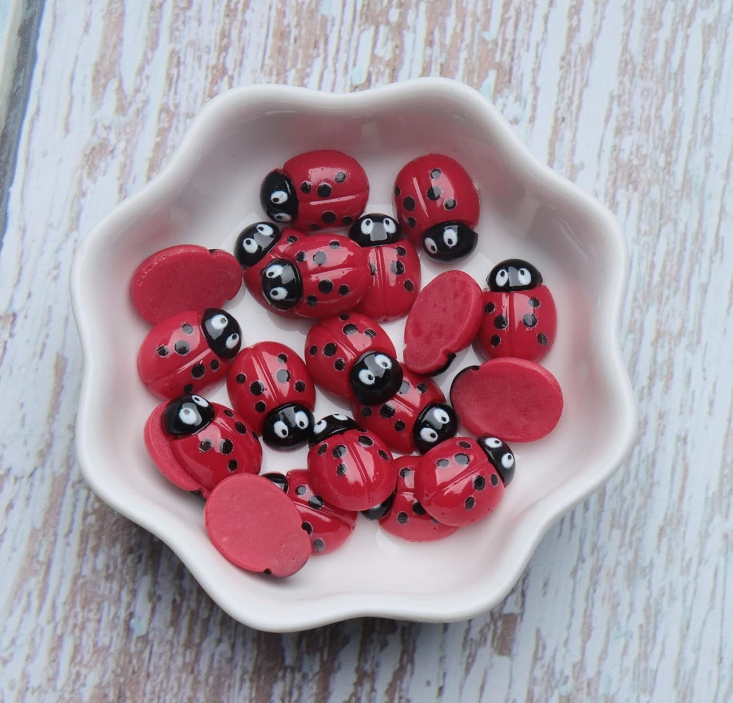 Cute Ladybug Flatback Ornaments – 20 Pcs Resin for Hair Clips & Scrapbooking