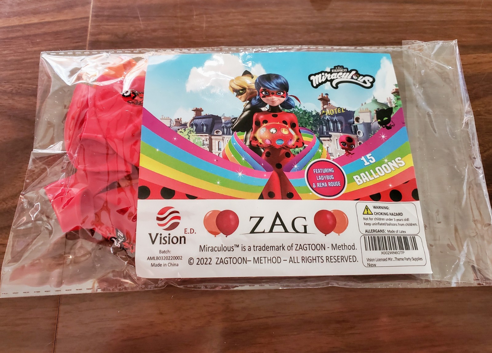 Lot of 2 Miraculous Ladybug 15-Count Party Balloons NEW Rena Rouge 30 Total