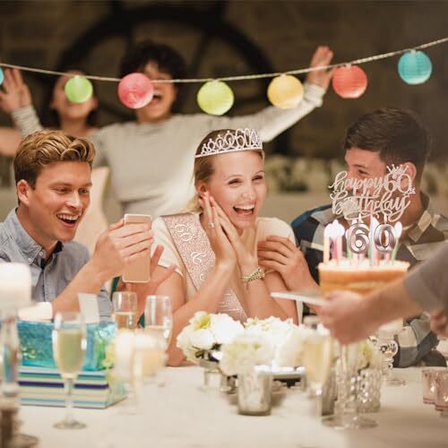 60th Birthday Decorations Women, Including 60th Birthday Crown/Tiara, Sash,