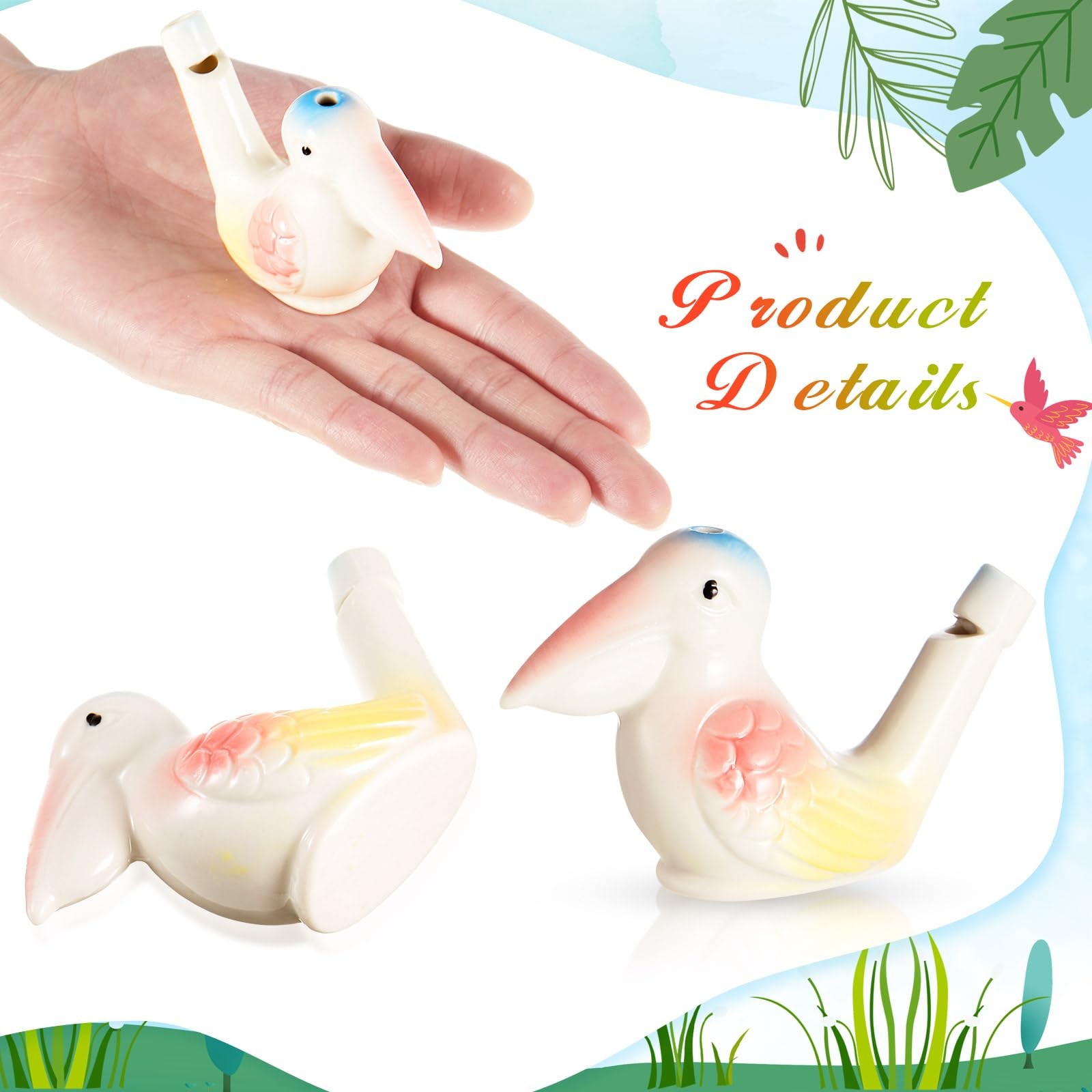 6 Pcs Bird Water Whistles for Kids Ceramic Bird Call Whistles Colorful