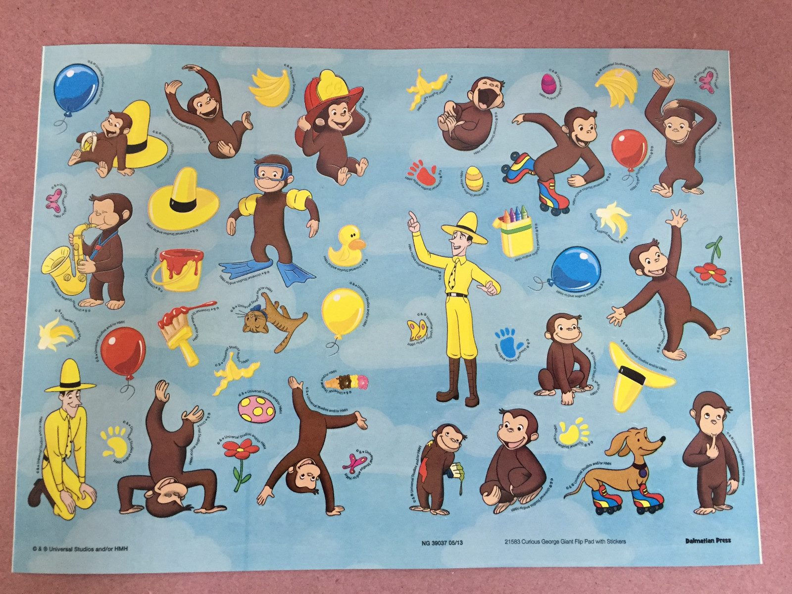 NEW Over 200 Curious George Stickers 4 Sheets of 51 stickers, size: 8.25 x 11.25