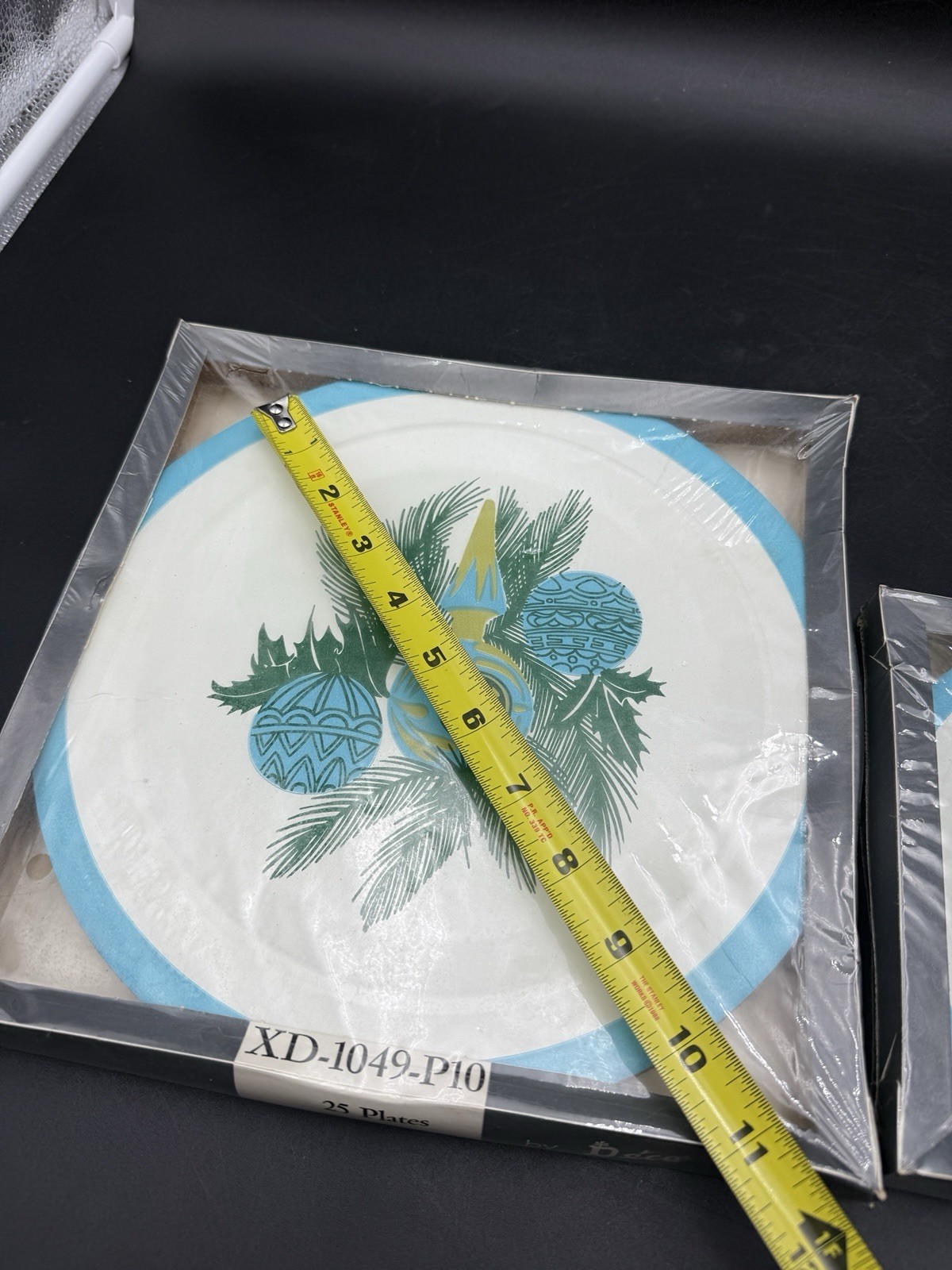 50 Vintage DECO Christmas Paper Plates 10″ & 7″ Blue Green Contemporary 1960’s