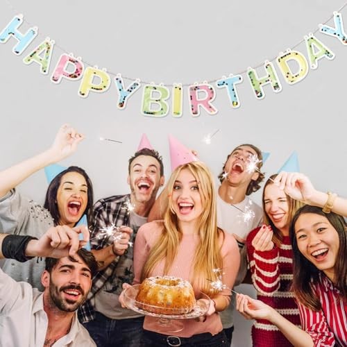 Happy Birthday Banner 6FT – Premium Gold Foil Sequins Happy Birthday Sign for