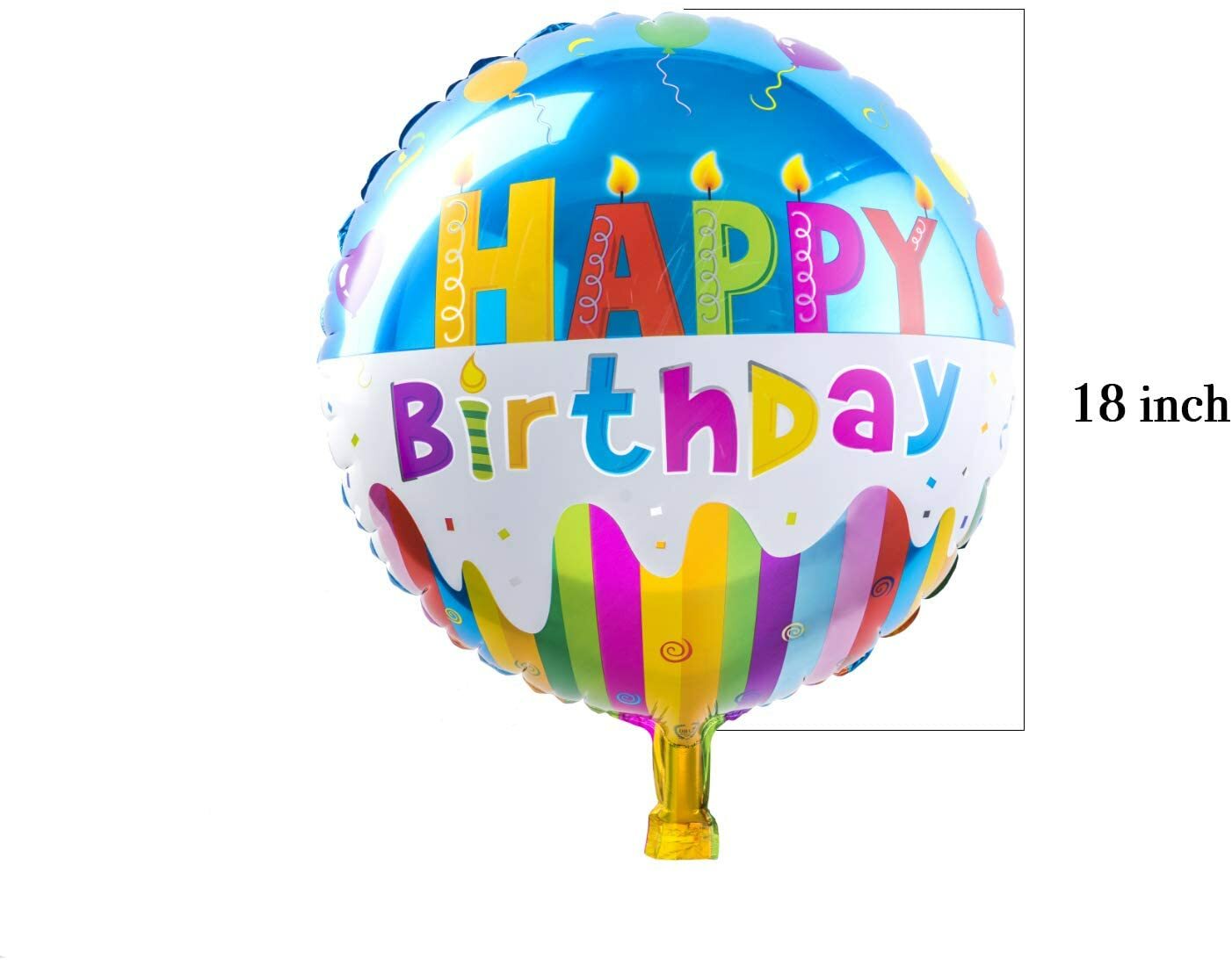 Happy Birthday mylar Foil Balloons (50-Pieces) with 100 Meter Ribbons 18 inch