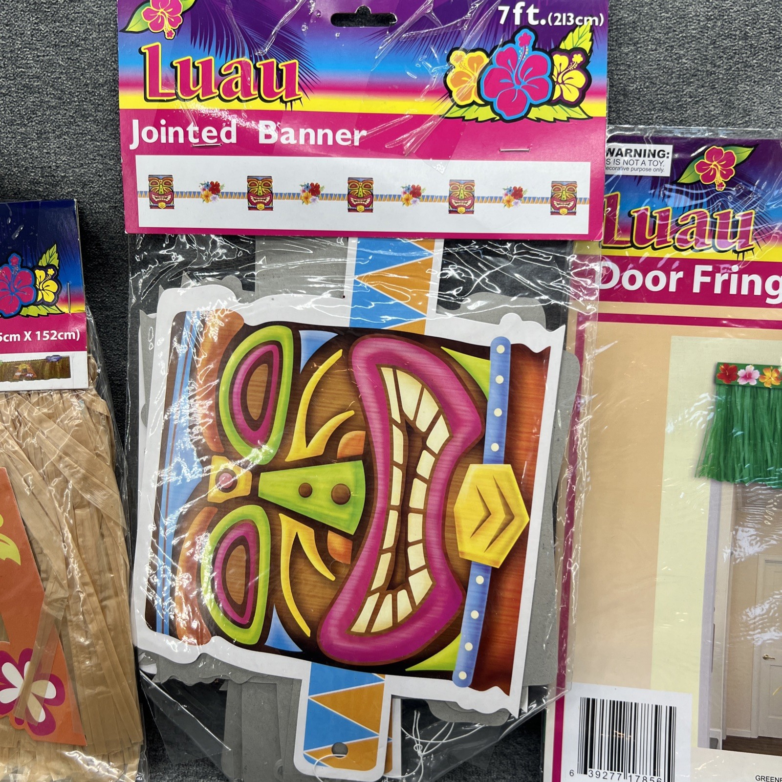 6 NEW Luau Tiki Party Decorations Lot Hawaiian Summer Theme Door Fringe Garland