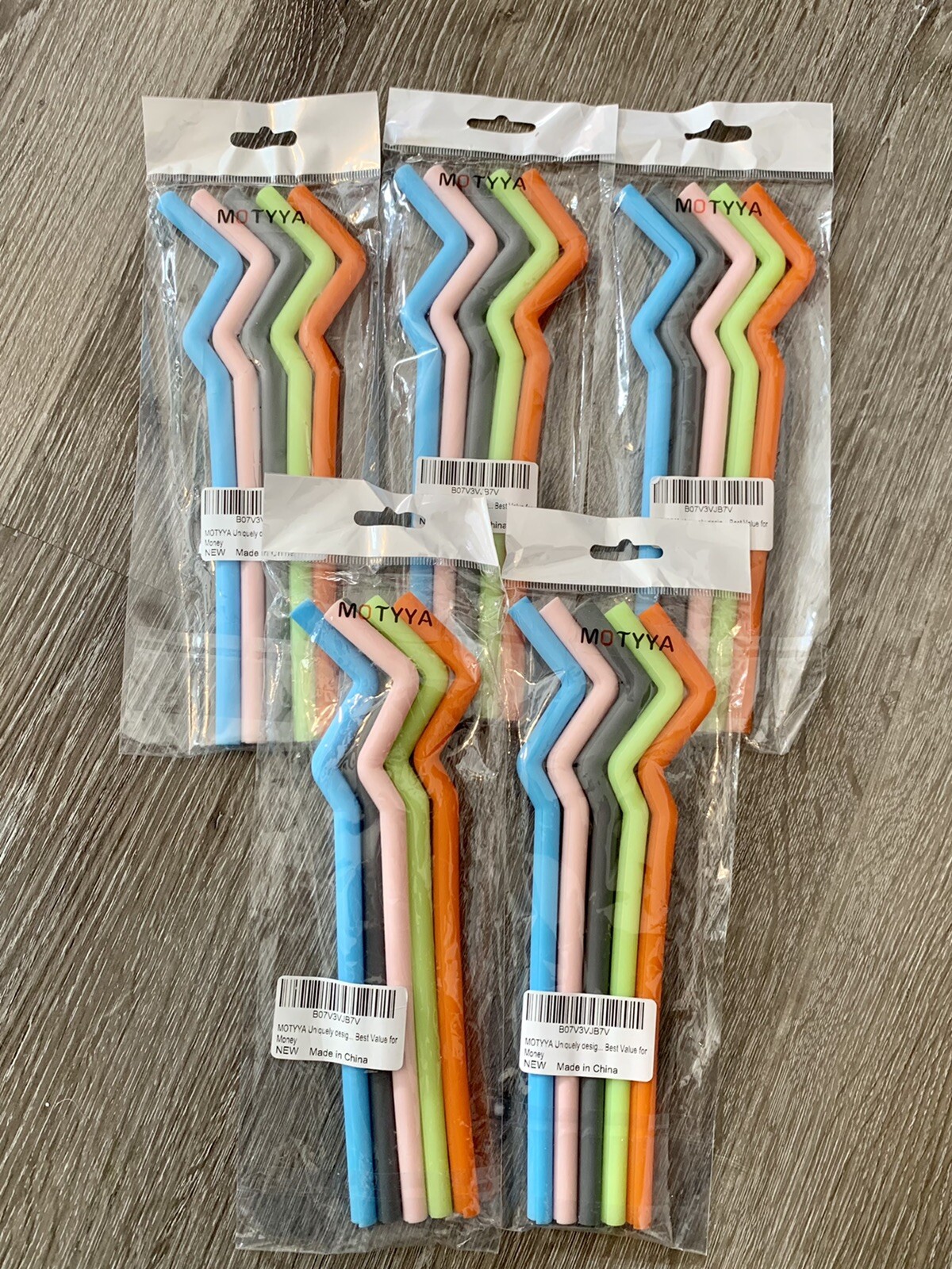 25pc Multi-Color Reusable Party Straws Unique Design Washable Colorful
