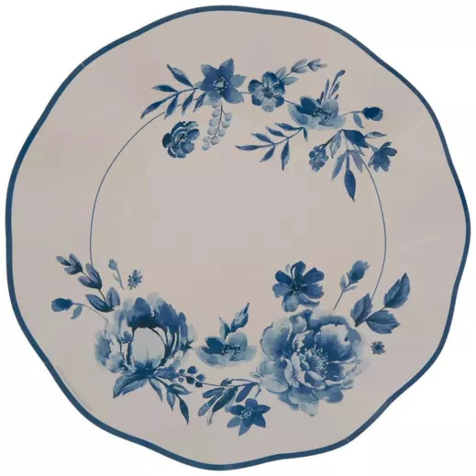 Deep Scalloped Floral All Occasion Disposable Tableware Paper Plates and Napkins