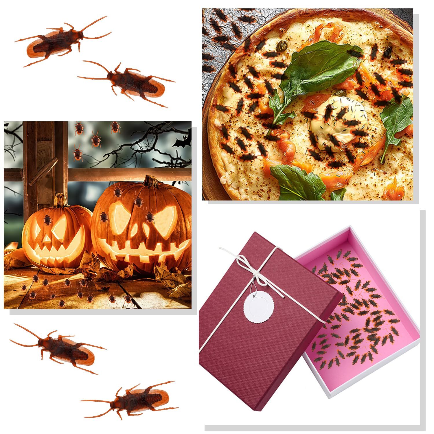 50 Prank Cockroaches Realistic Cock Roach Plastic Fake Creepy Bugs Gag Toy Joke