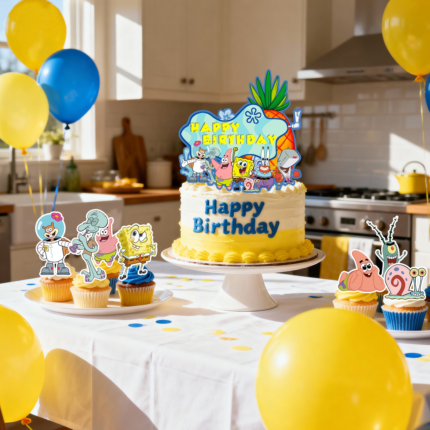 SpongeBob Birthday Cake Toppers SpongeBob Party Decorations Cupcake Toppers Set