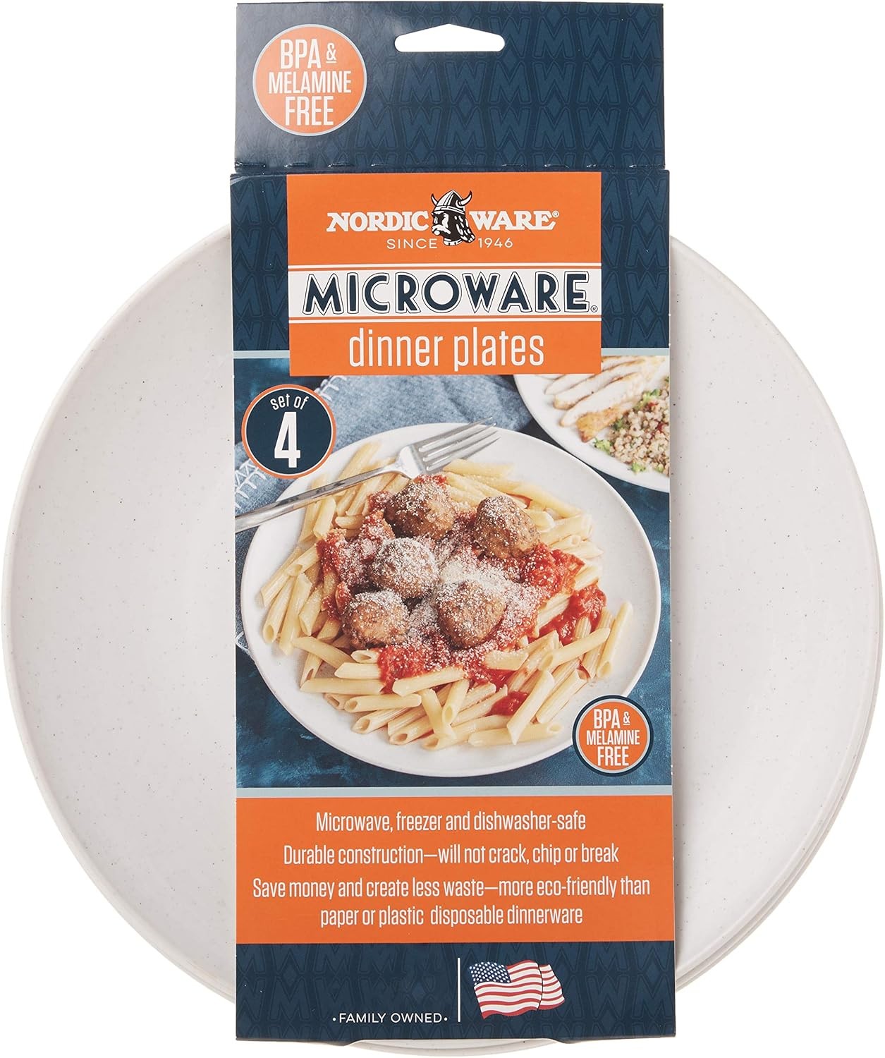 Nordic Ware Polypropylene Plates 10L x 10W x 0.88H (Pack of 4), White