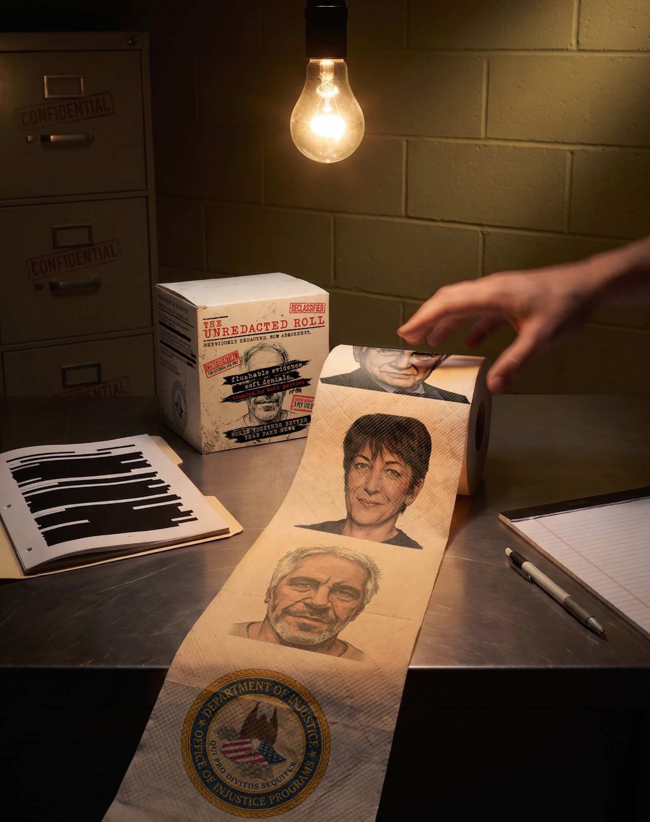 Unredacted Roll, Epstein List on Roll of Toilet Paper, Full Color, 170, 3-Ply