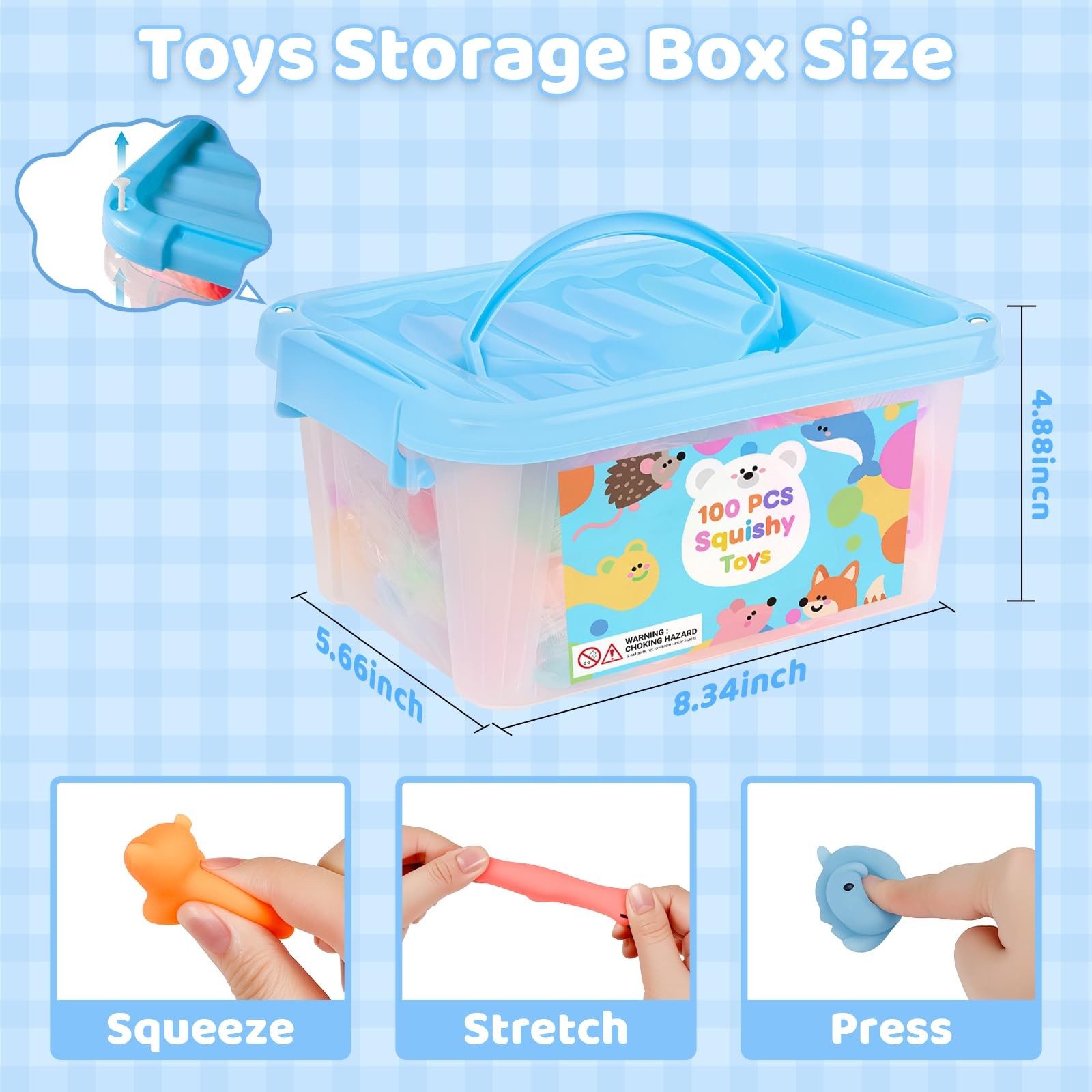 100 Pcs Party Favors & Squishy Toys Bulk for Kids 4-12, Fidget Toys Sensory S…