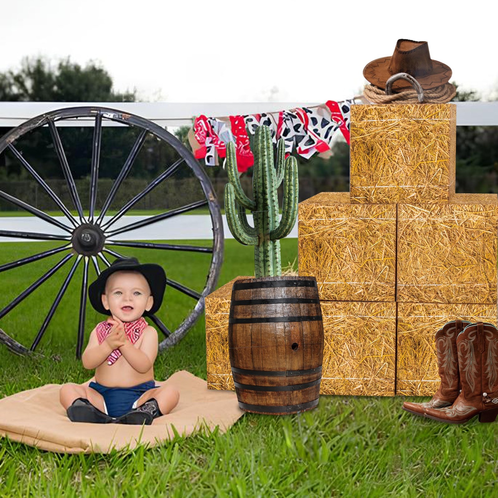 10 Pcs Cowboy Party Decorations Set, 6 Pcs Hay Bales Boxes and 4 Pcs Western …