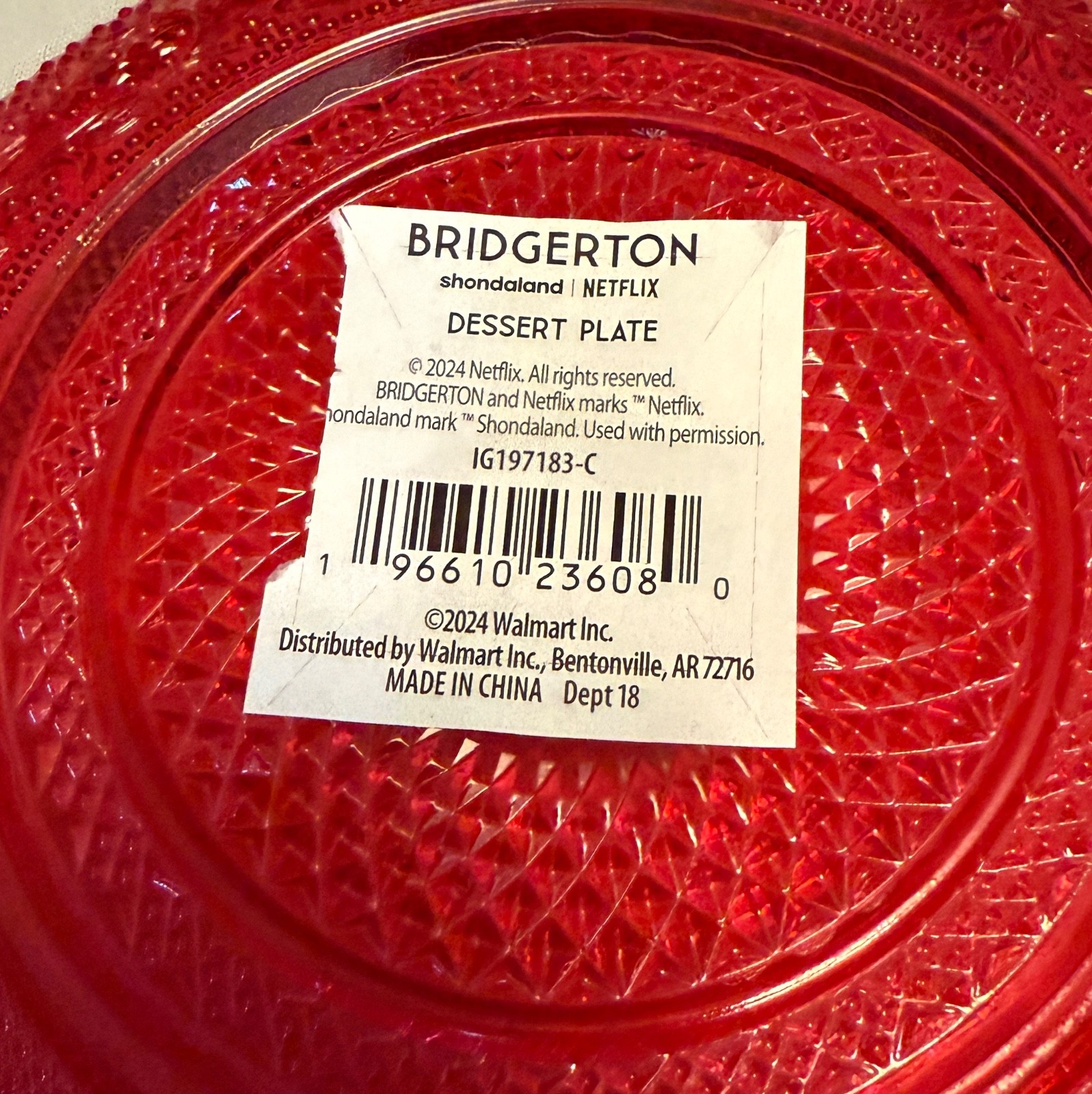 NEW Shondaland Netflix Bridgerton Ruby Red Translucent Small Glass Dessert Plate