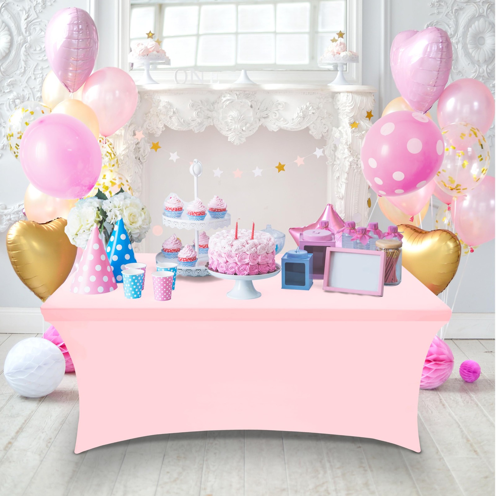 Utopia Kitchen Spandex Tablecloth 2 Pack [6FT, Pink] Tight, Fitted, Washable and