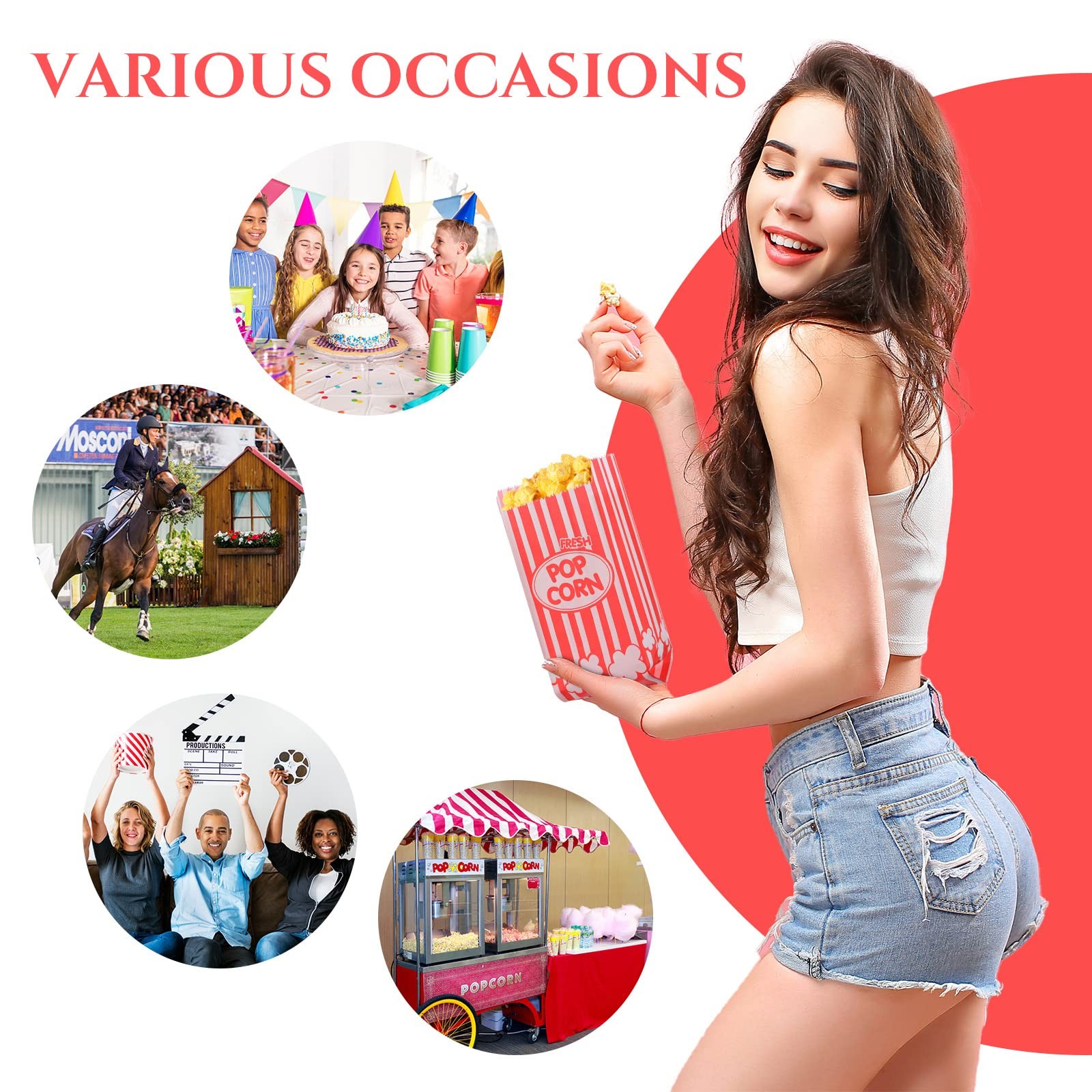 500 Pcs Movie Night Paper Popcorn Bags 1 oz Grease Resistant Popcorn Bags Dis…