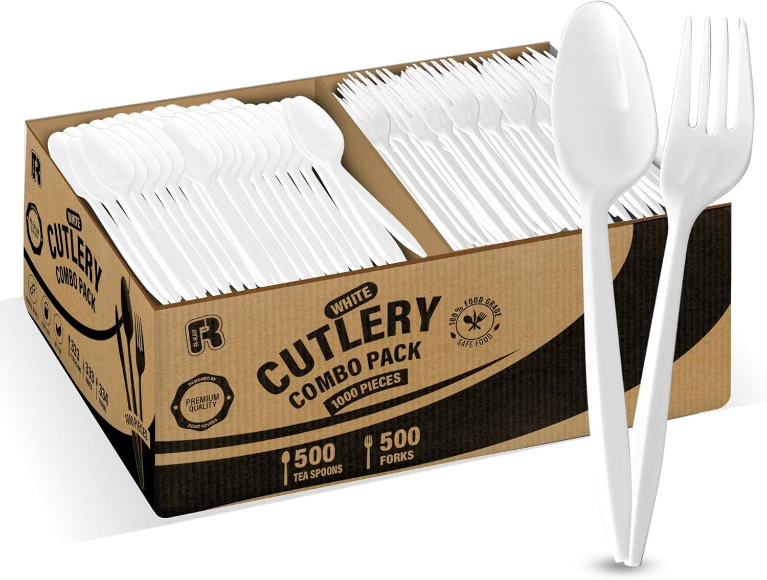 1000 Pcs Plastic Utensils Set 500 Plastic Forks And 500 Plastic Teaspoons Plasti