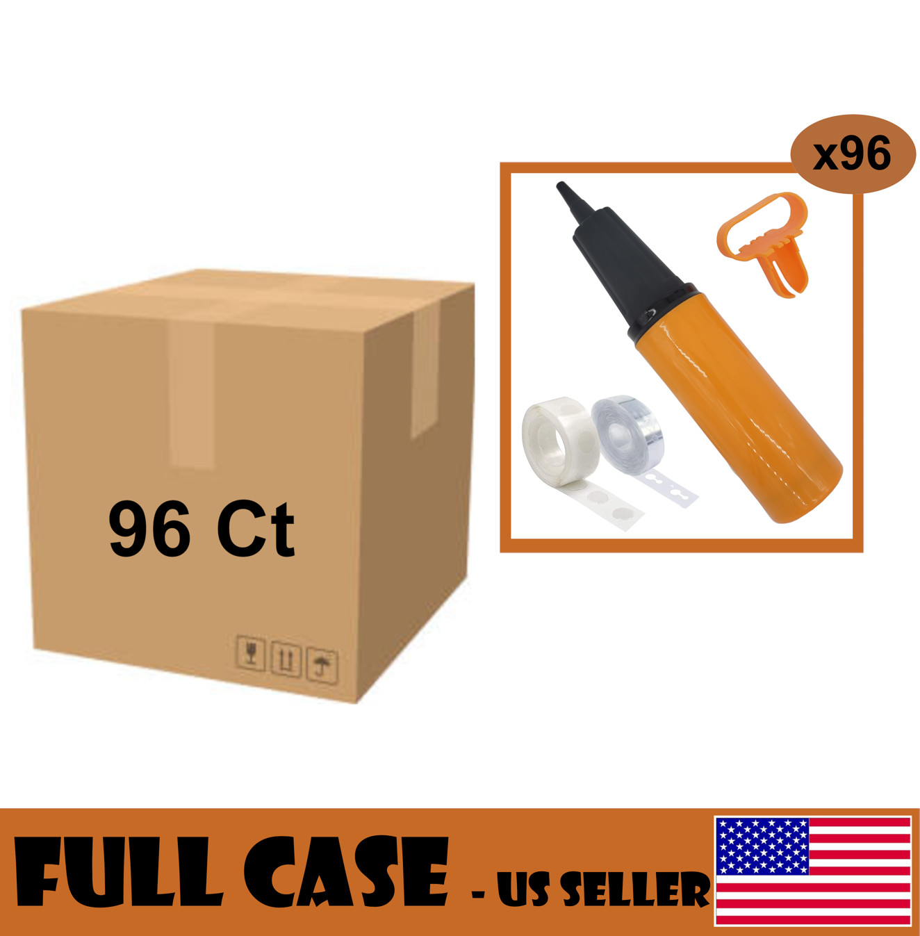 BULK LOT 96ct Balloon Pump Handheld Manual Inflator Air Pump KIT 2 Dual Action