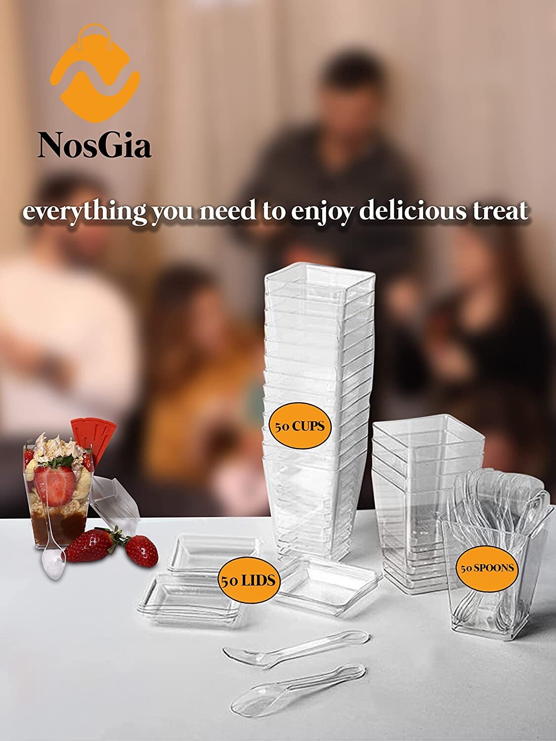 Dessert Cups with Lids – Set of 50 – 5.4OZ Dessert Cups