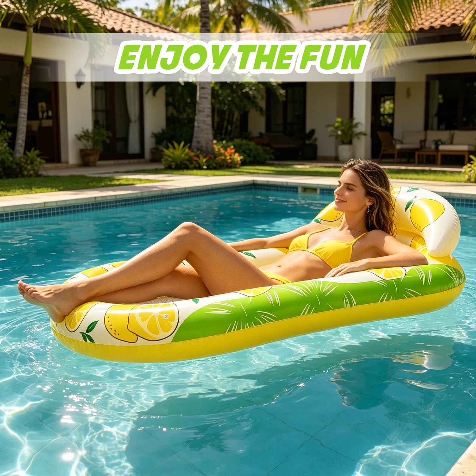 Inflatable Pool Float Lounger with Headrest Heavy Duty Adult Beach Lake
