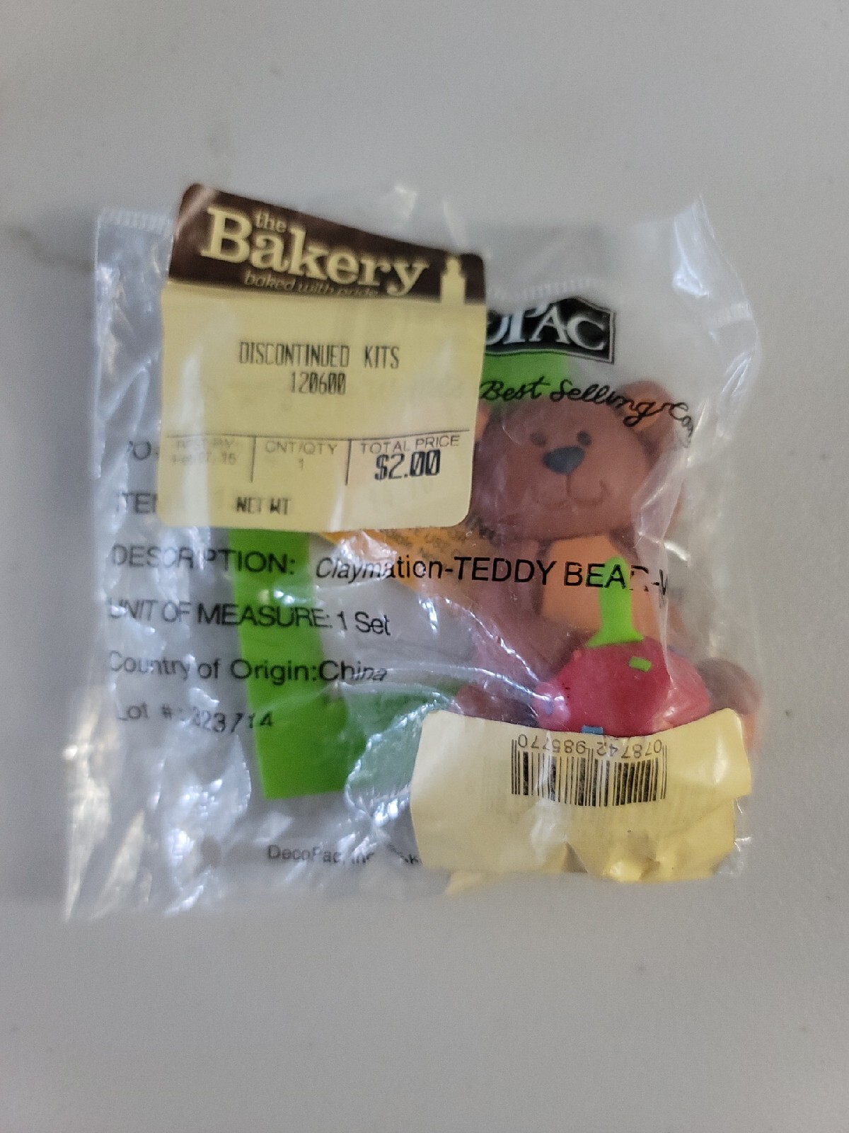 DecoPac 13540 Claymation Teddy Bear cake Topper kit Frame Toy 1st Birthday