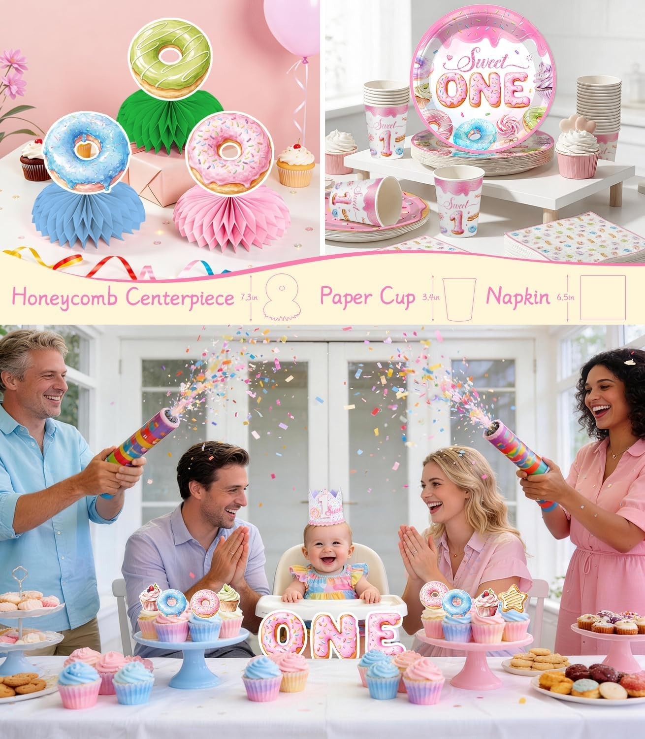 First Birthday “Sweet One” Party Decorations Set NEW