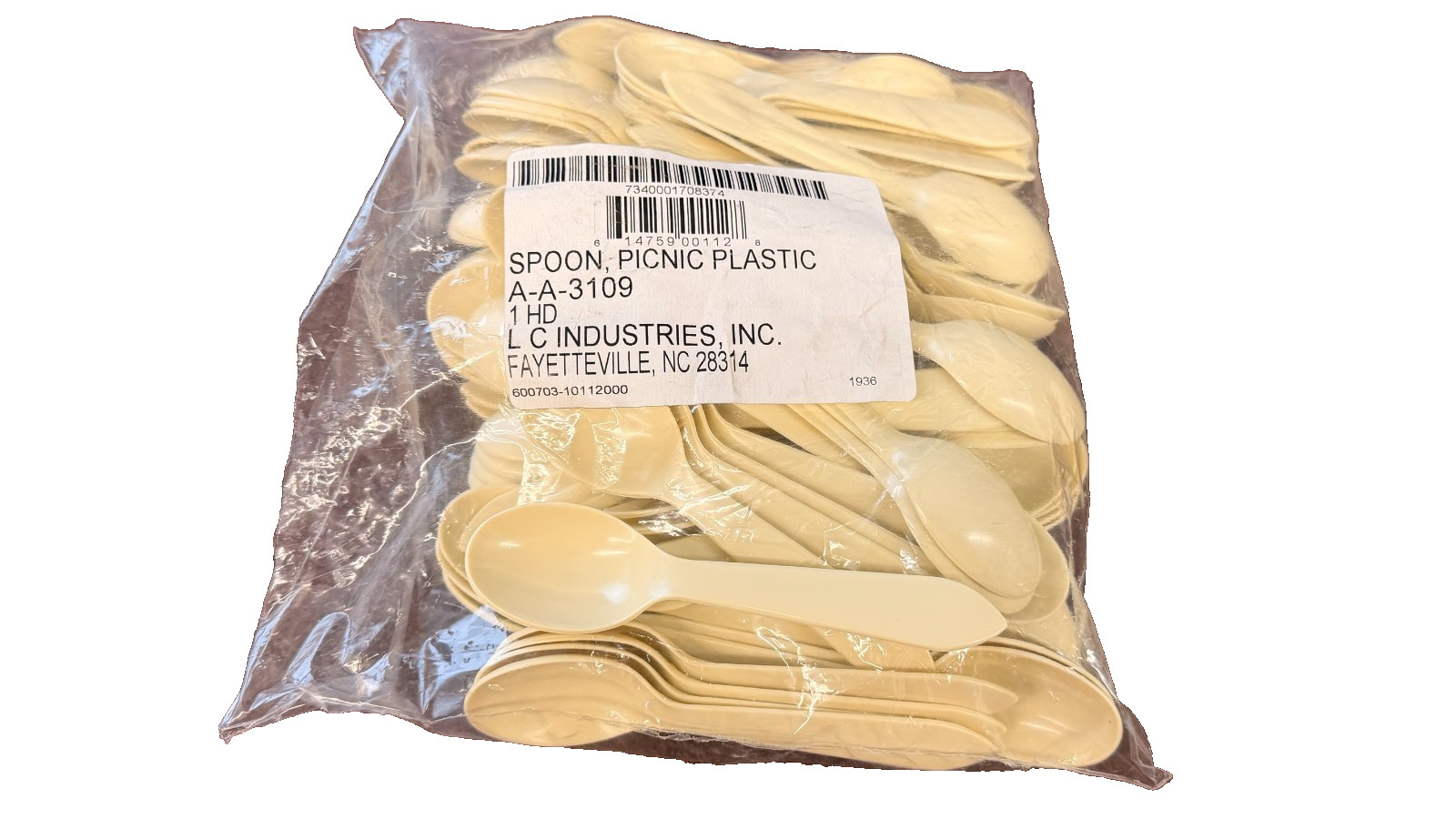 96 Plastic Picnic Spoons Spoon Military 5″ Long 1-1/4″ Wide Tan
