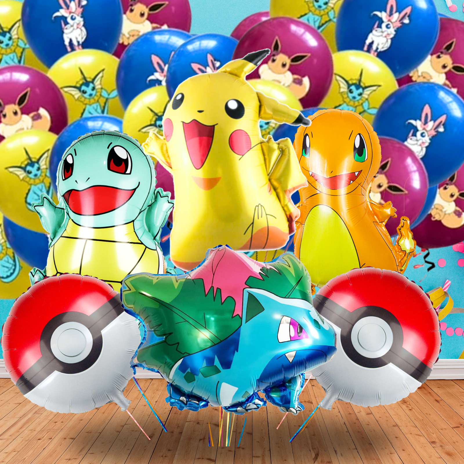 POKEMON PARTY SUPPLIES BIRTHDAY DECORATION BALLOON TABLEWARE SWIRL PLATE CUP
