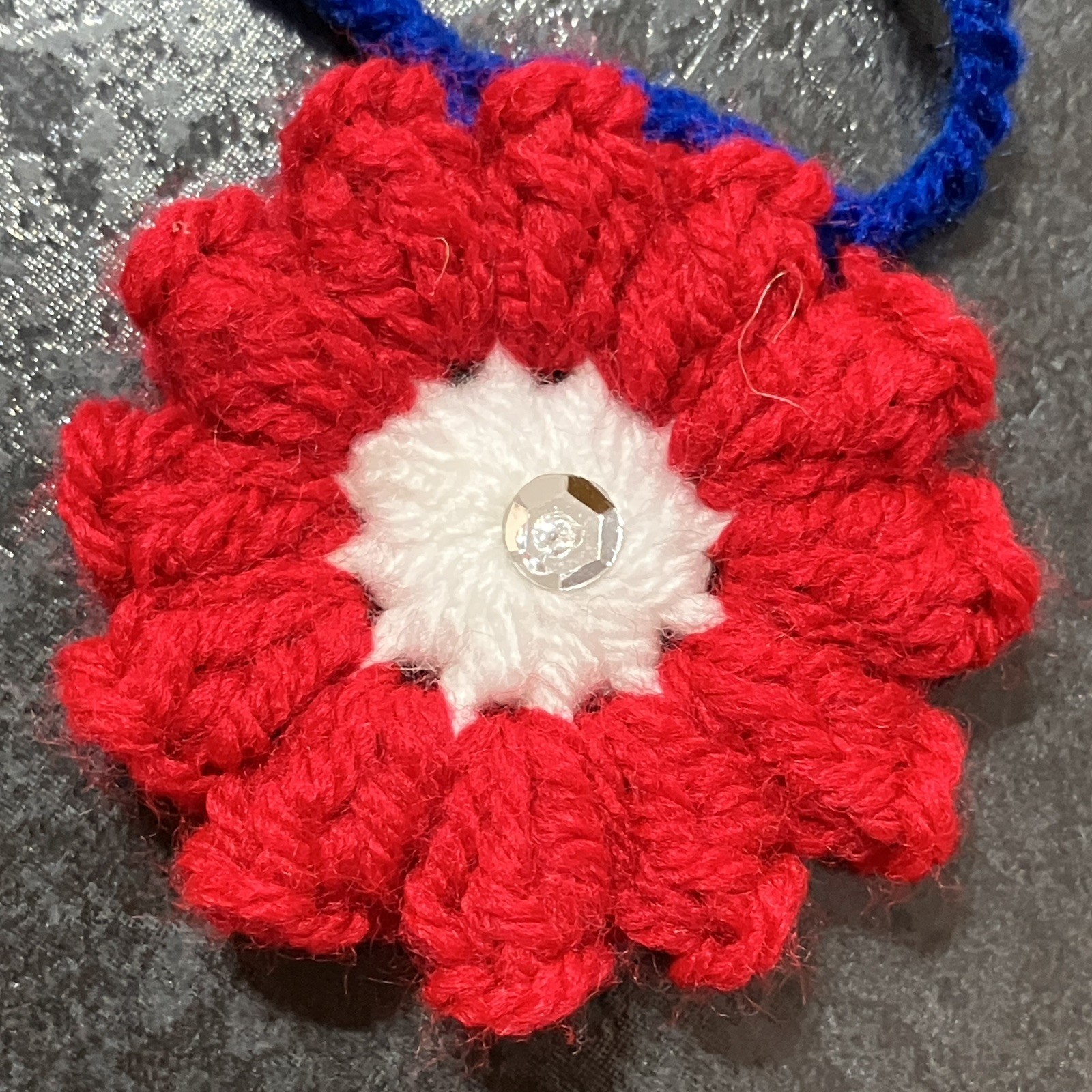 🇬🇧 NEW Hand Crochet red white blue Flowers VE Day patriotic 46” Bunting Gift