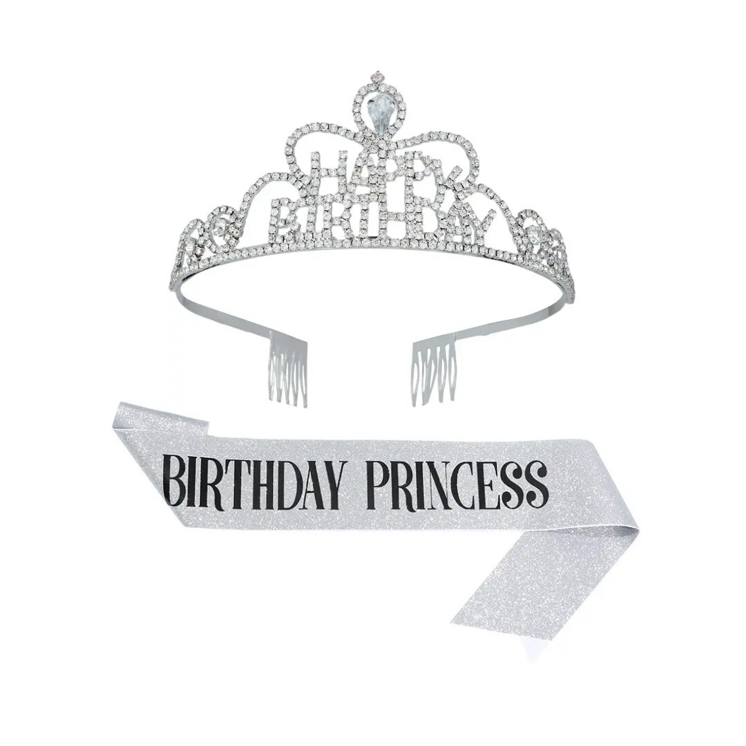 Happy birthday tiara sash set, Happy Birthday Princess, Birthday party tiara