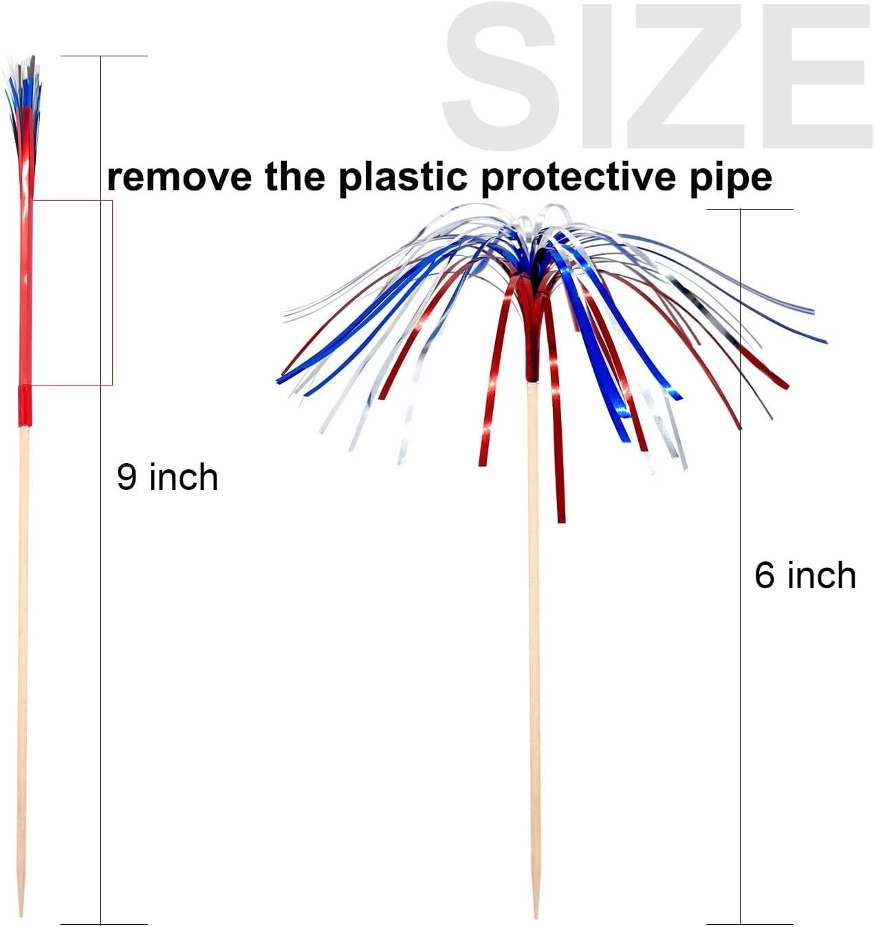 100 Counts 6 Inch Firework Cocktail Picks Red White Blue Firework Party Picks…